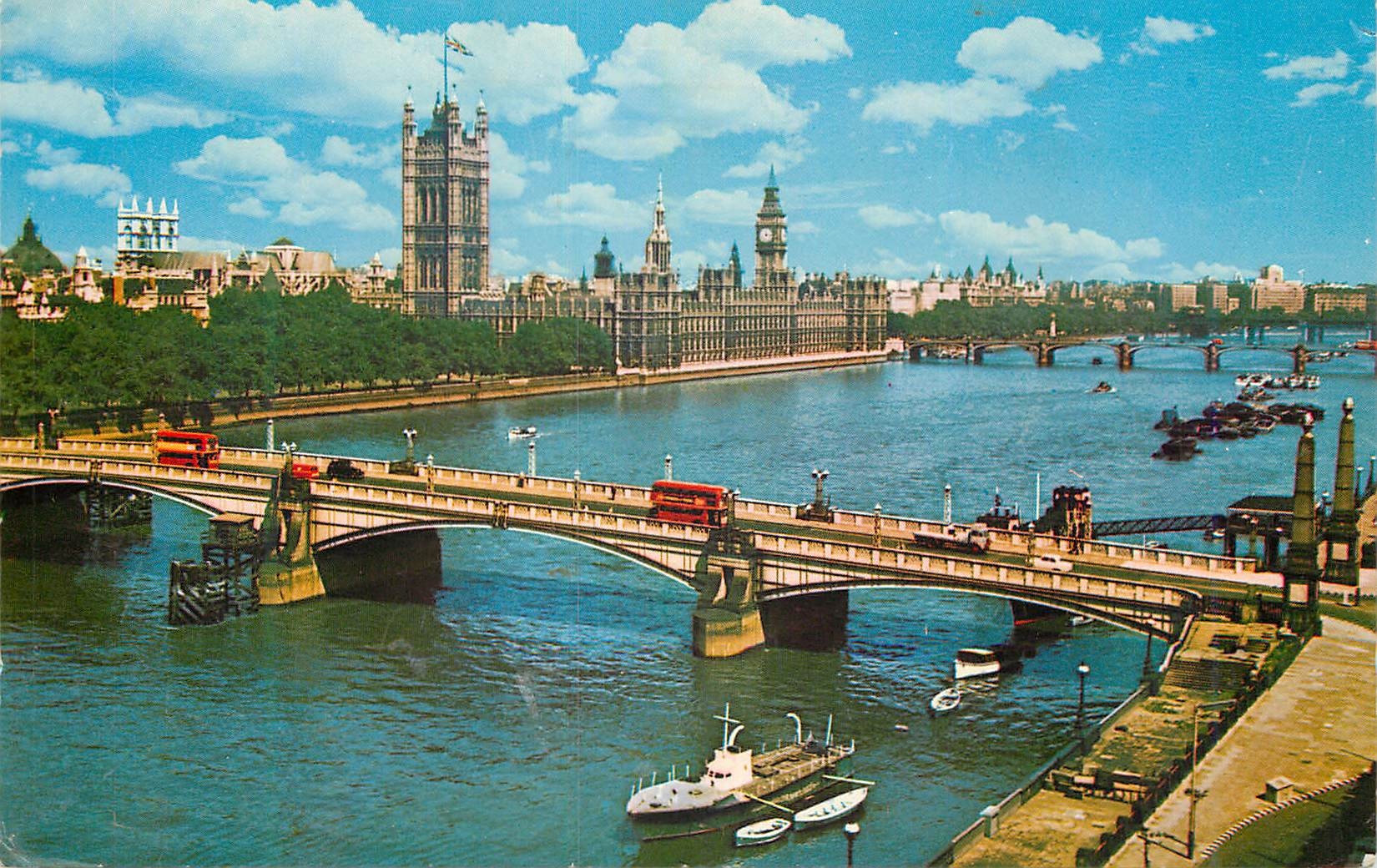 Lambeth Bridge and Houses of Parliament, London — Natural Colour Series 162 — The Photographic Greeting Card Co. Ltd., London