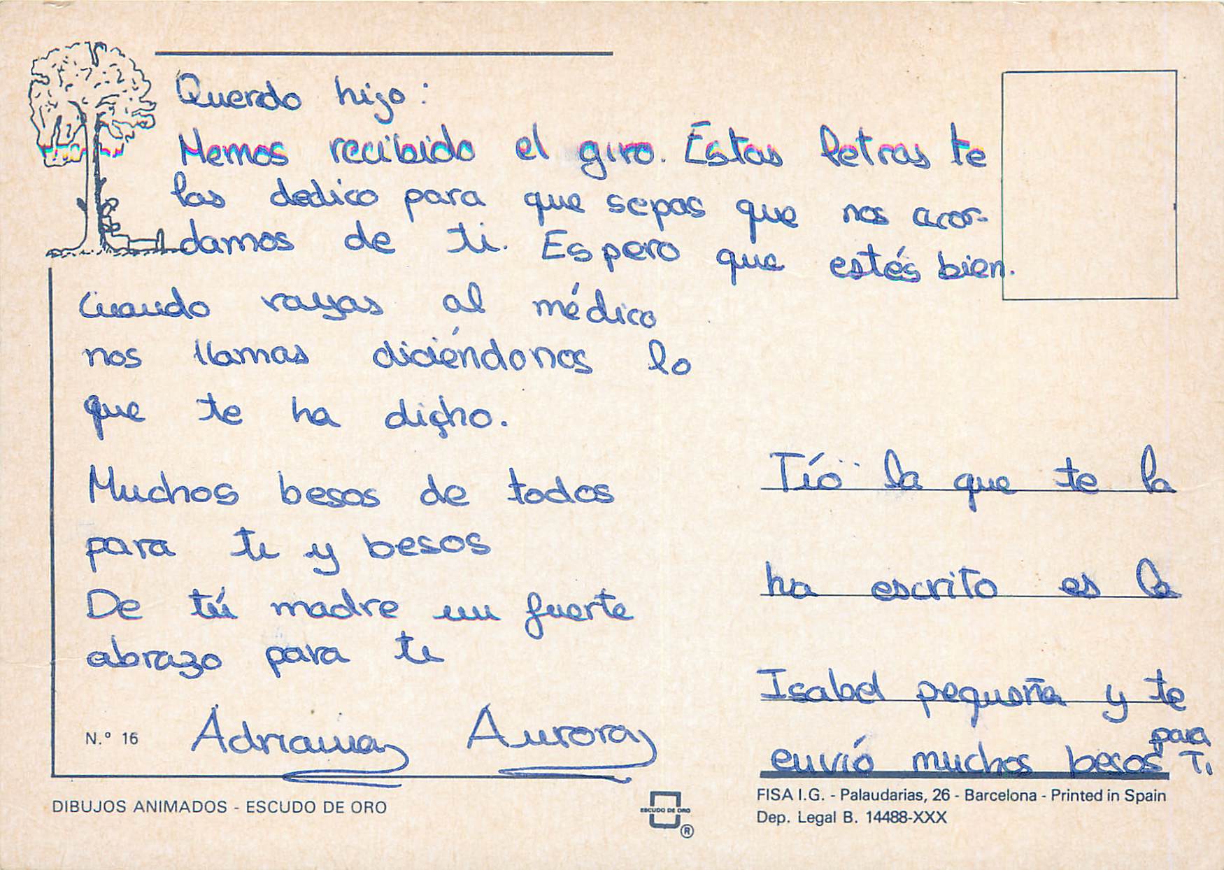 CPM Dibujos Animados Escudo de Orio Ramblas  — Verso