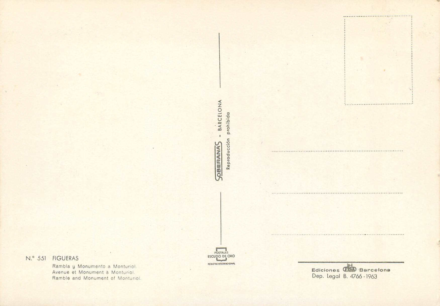 CPM Figueres Avenue et Monument et Monturiol  — Rückseite