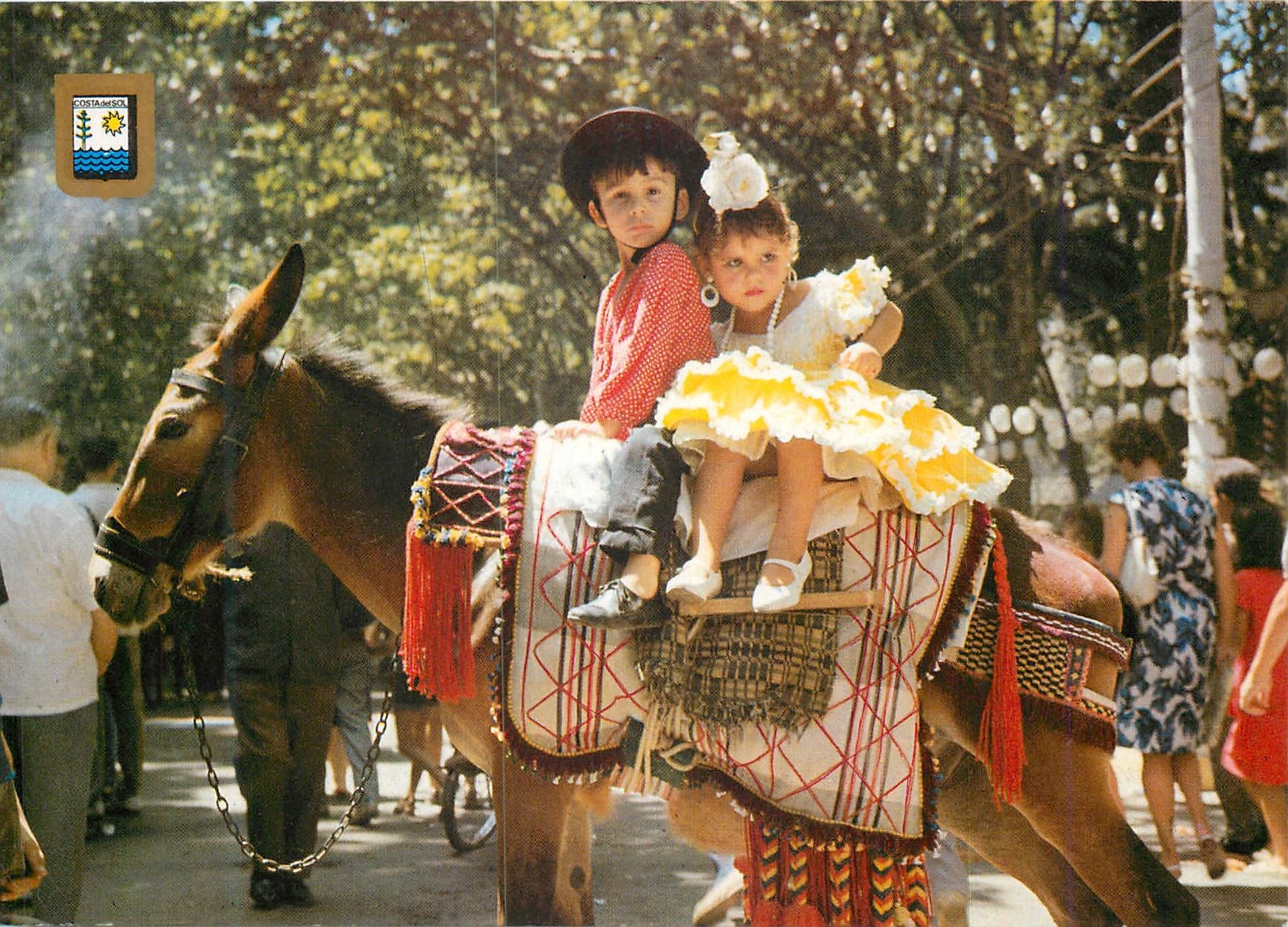 CPM Costa del Sol Couple typique Enfants Ane Donkey
