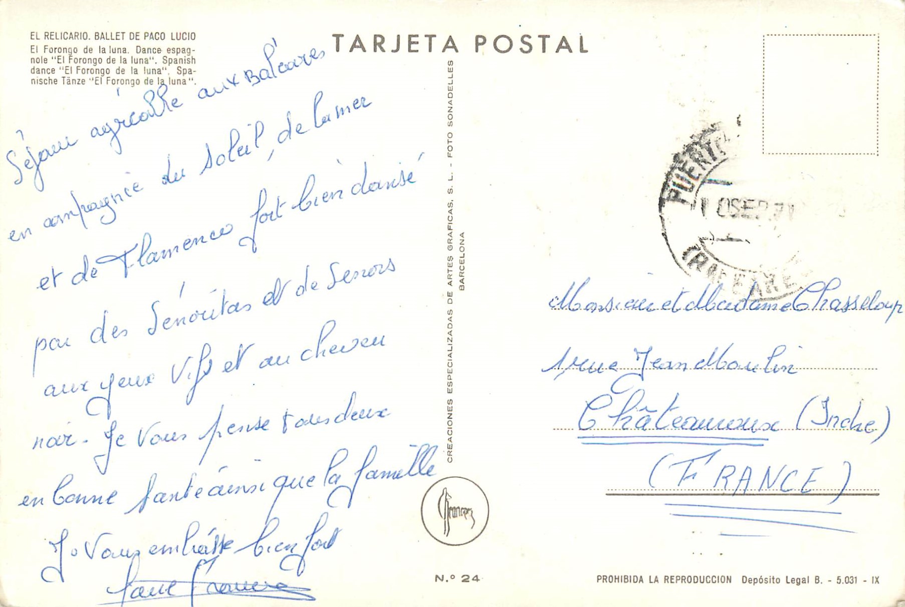 CPM El relicario Ballet de Paco Lucio  — Rückseite