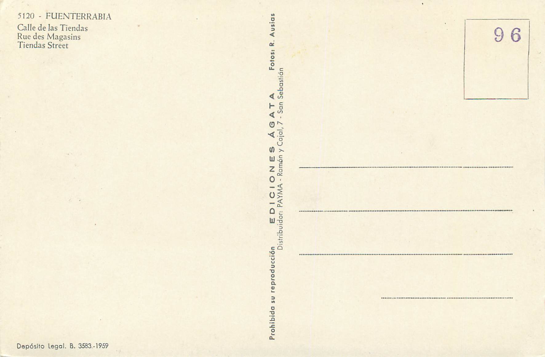 Fuenterrabia — rue des Tiendas — Éditions Agata — Rückseite