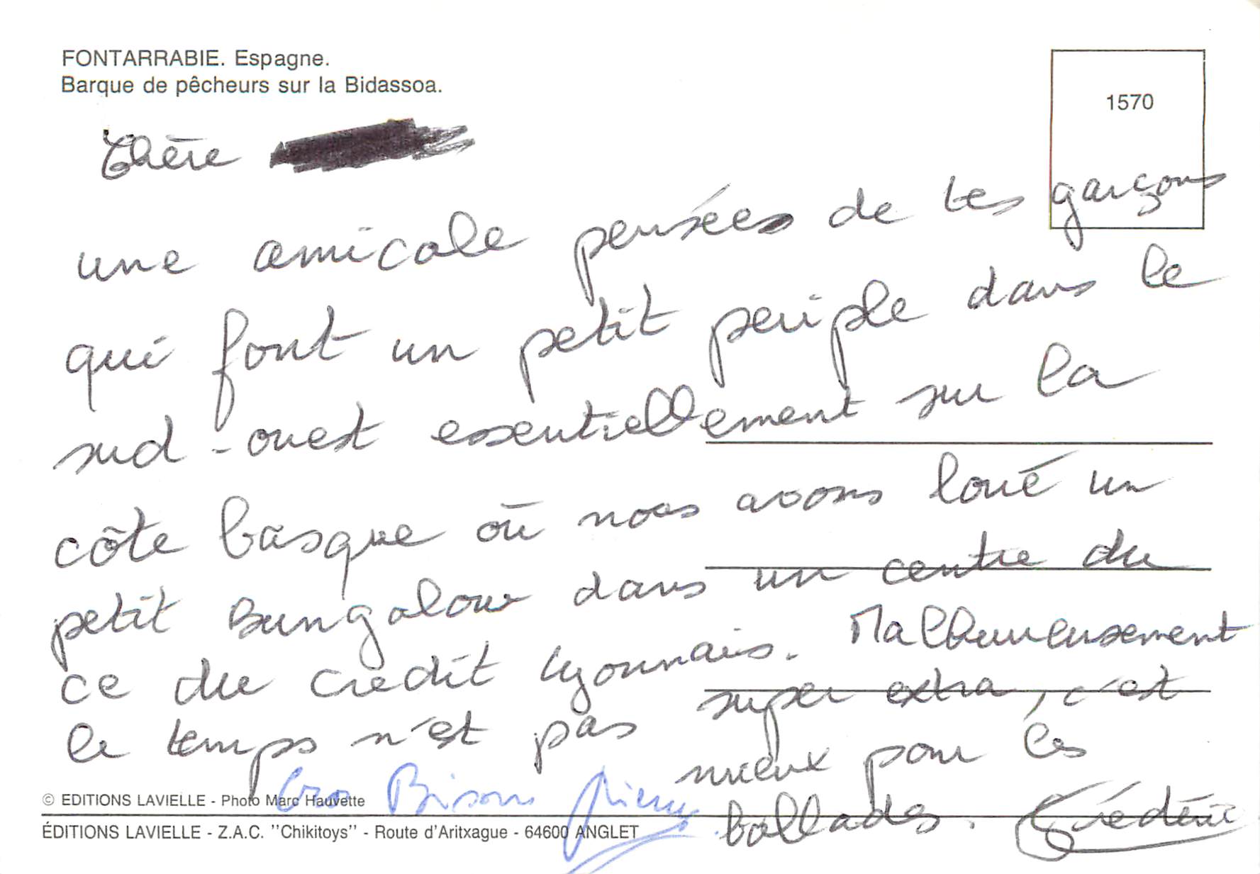 CPM Fontarrabie Espagne Barque de pecheurs sur la Bidassoa  — Rückseite
