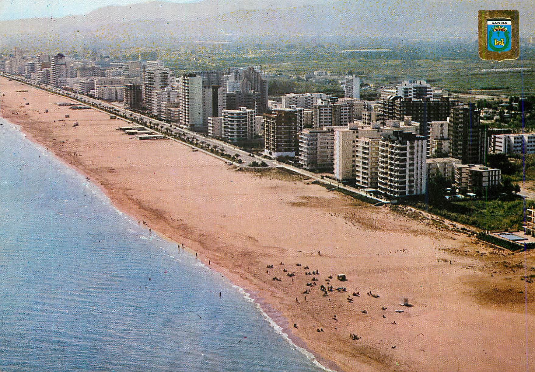 CPM Gandia Valencia Plage Vue aerienne 