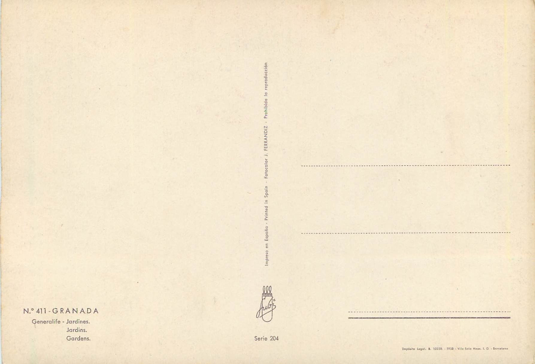 Jardins de Granada — vue de la fontaine — FERRANDIZ — Verso