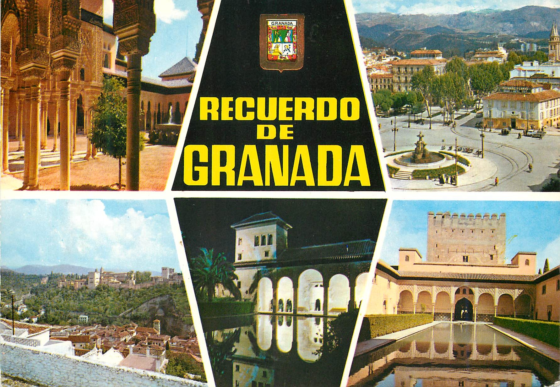 CPM Granada Alhambra Patio de los Leones Puerta Real 