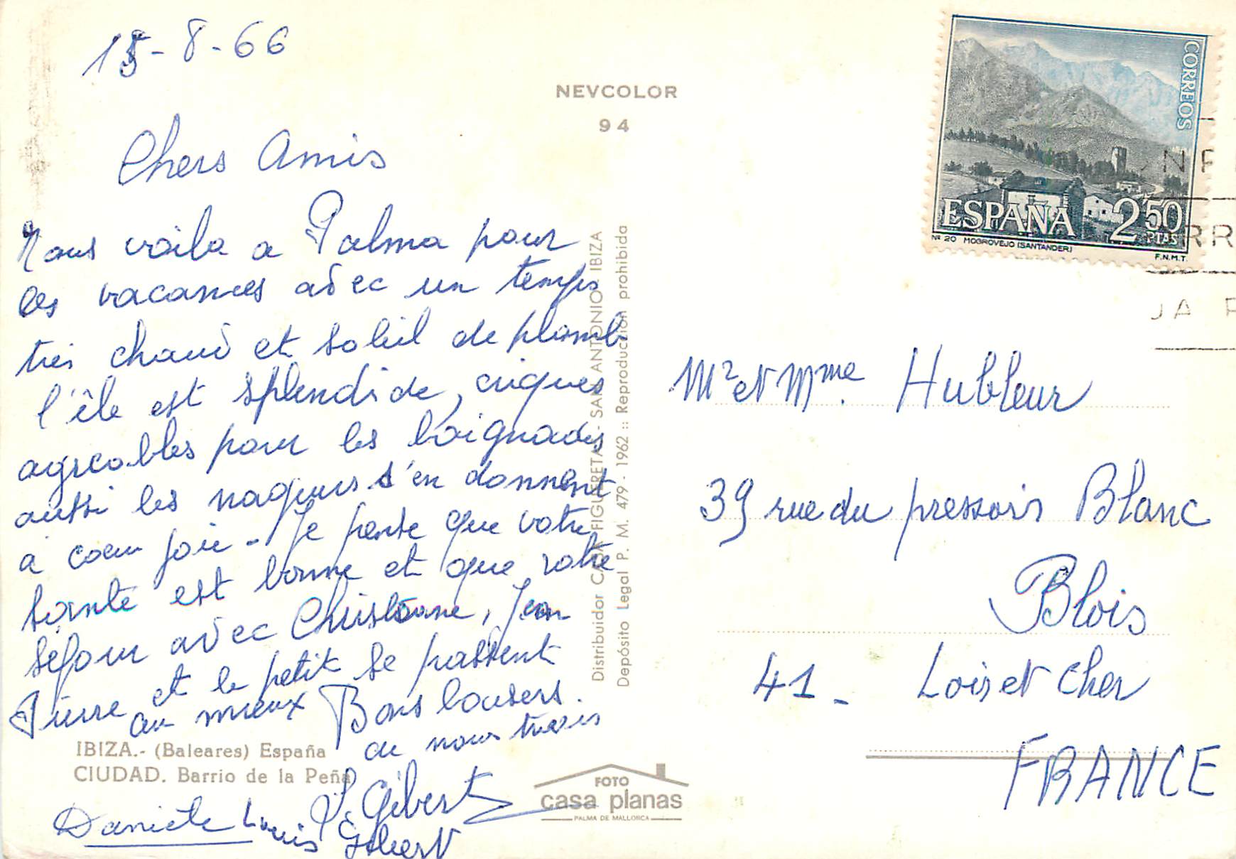 Palma de Mallorca — vue sur le château et les maisons blanches — NEVCOLOR 94 — Rückseite