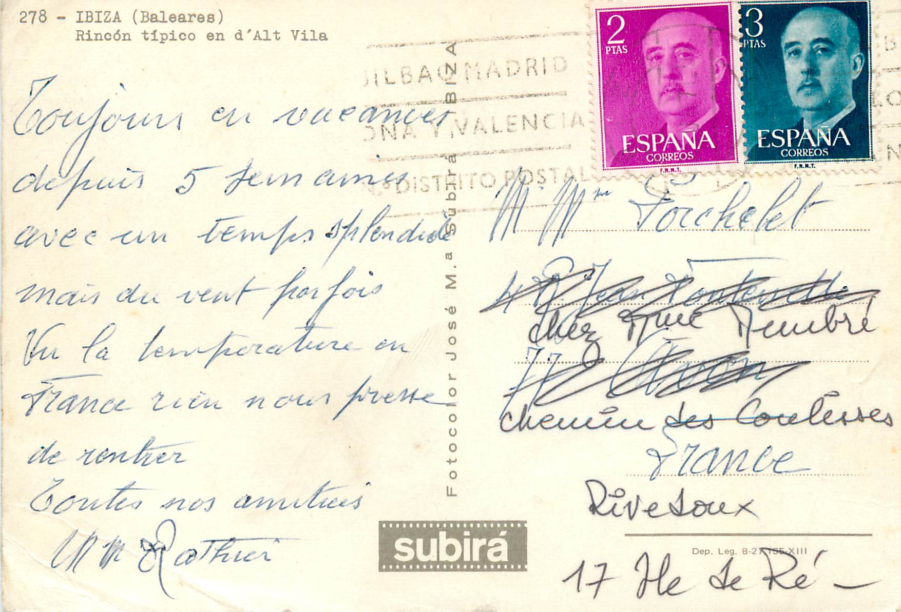 CPM Ibiza Baleares Rindon tipico en d Alt Vila  — Rückseite