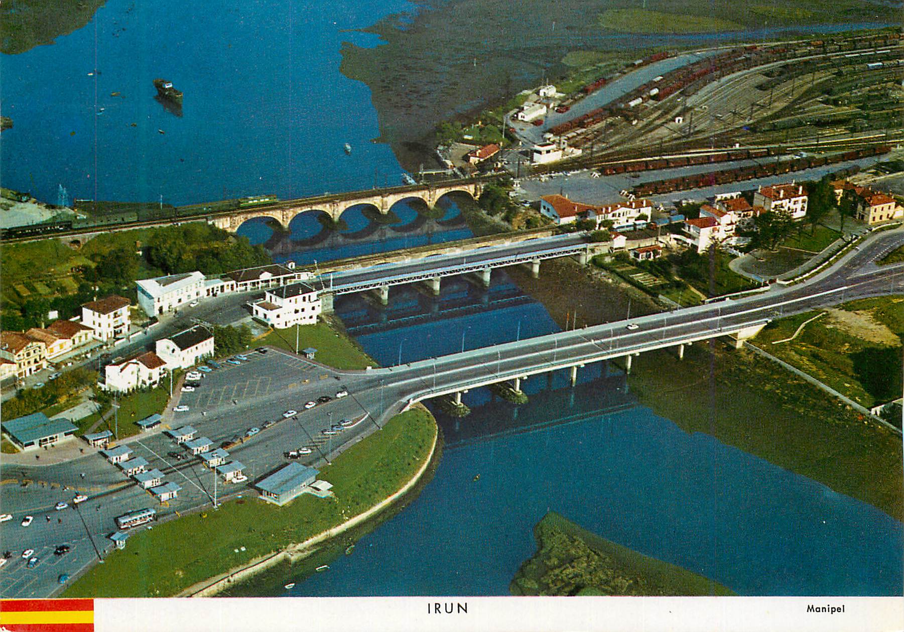 CPM Irun Vue aerienne des Ponts Internationnaux 