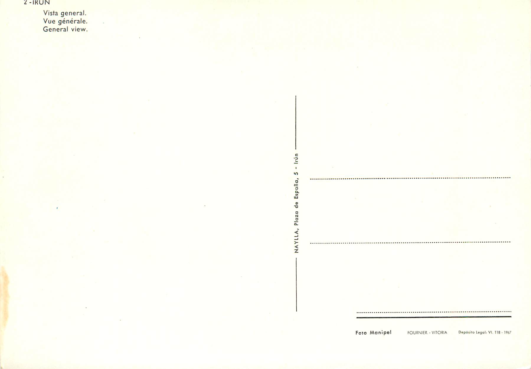 CPM Irun Vue generale  — Verso
