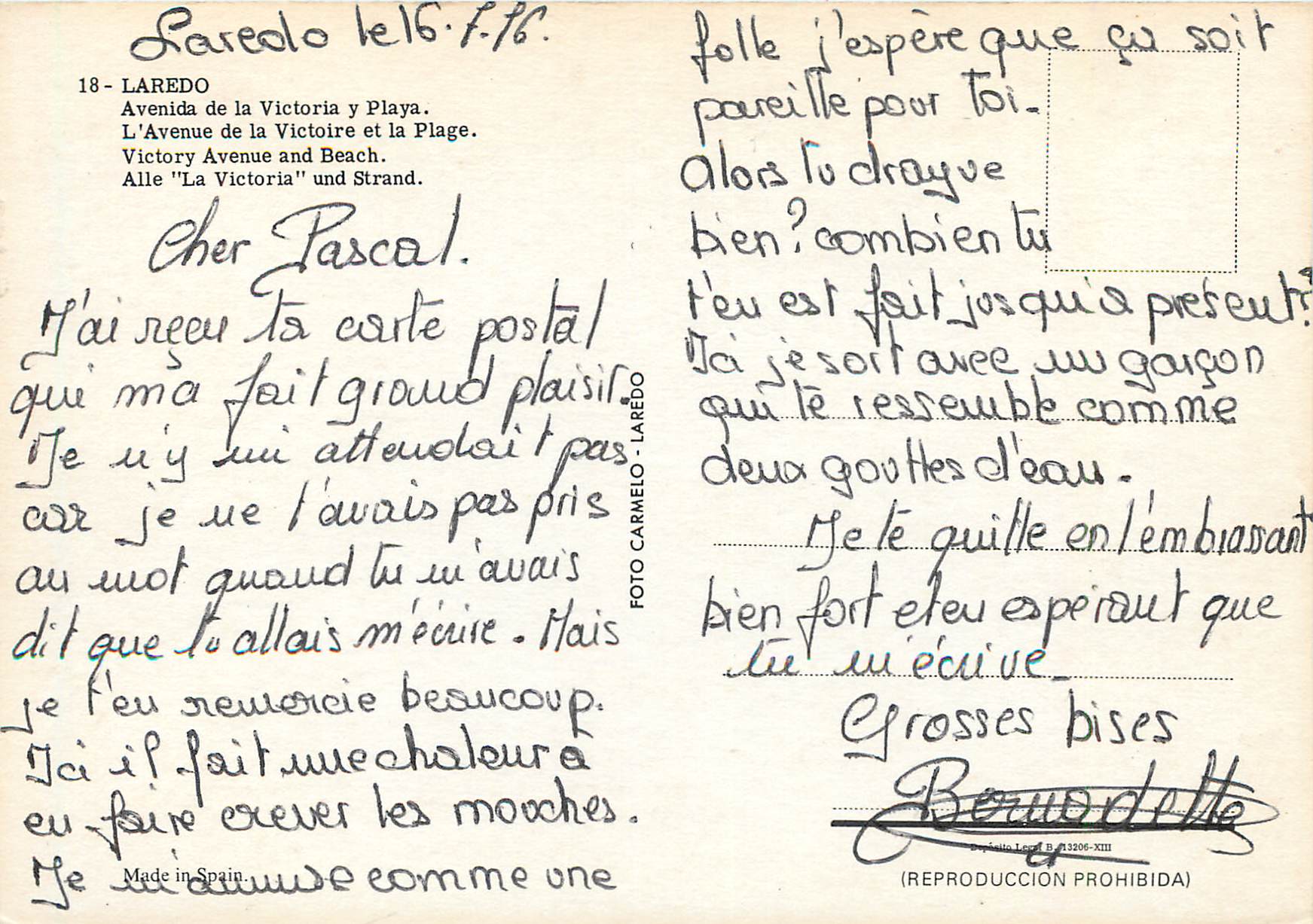 CPM Laredo L Avenue de la Victoire et la Plage  — Rückseite