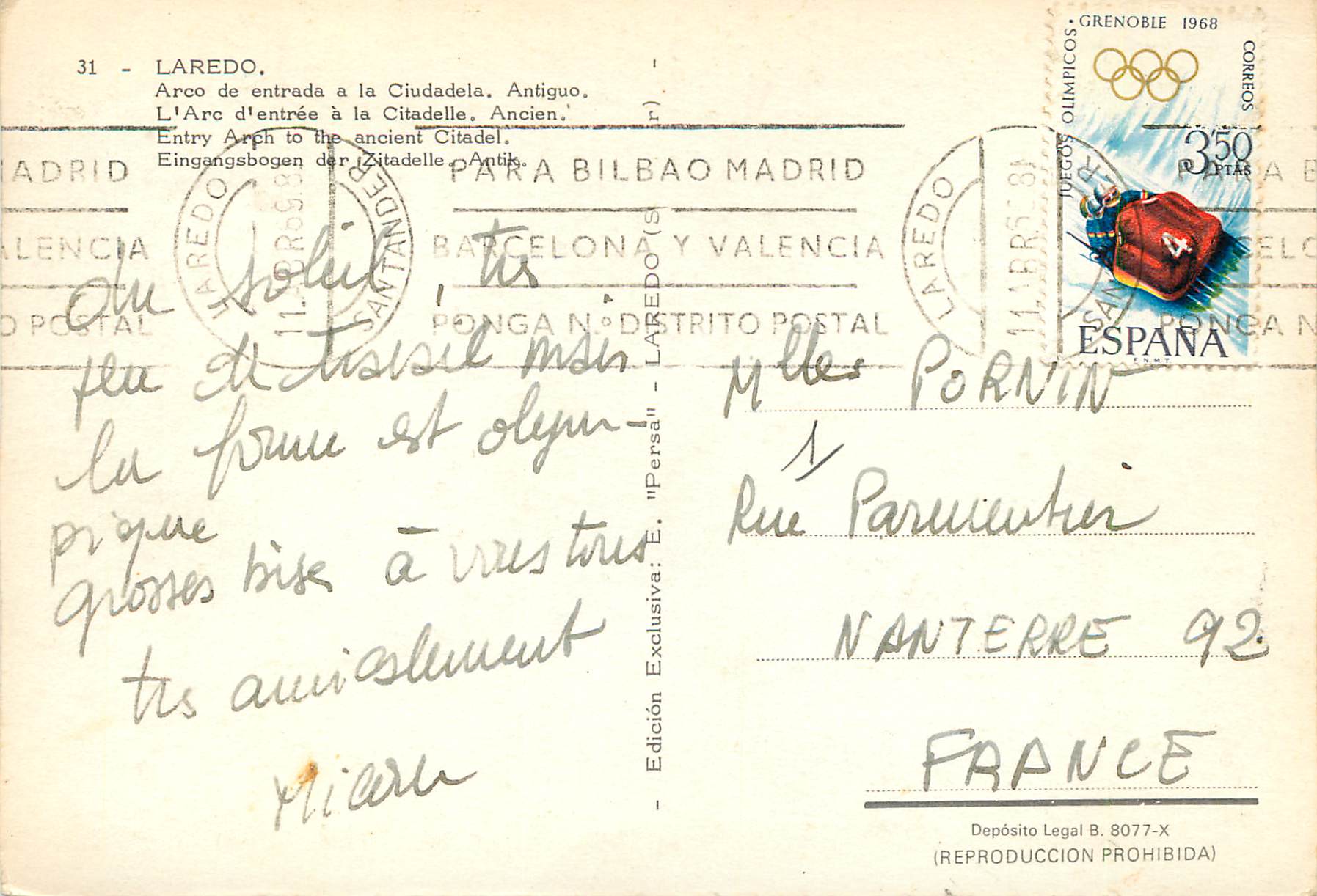 CPM Laredo L Arc d entree a la Citadelle Ancien  — Back