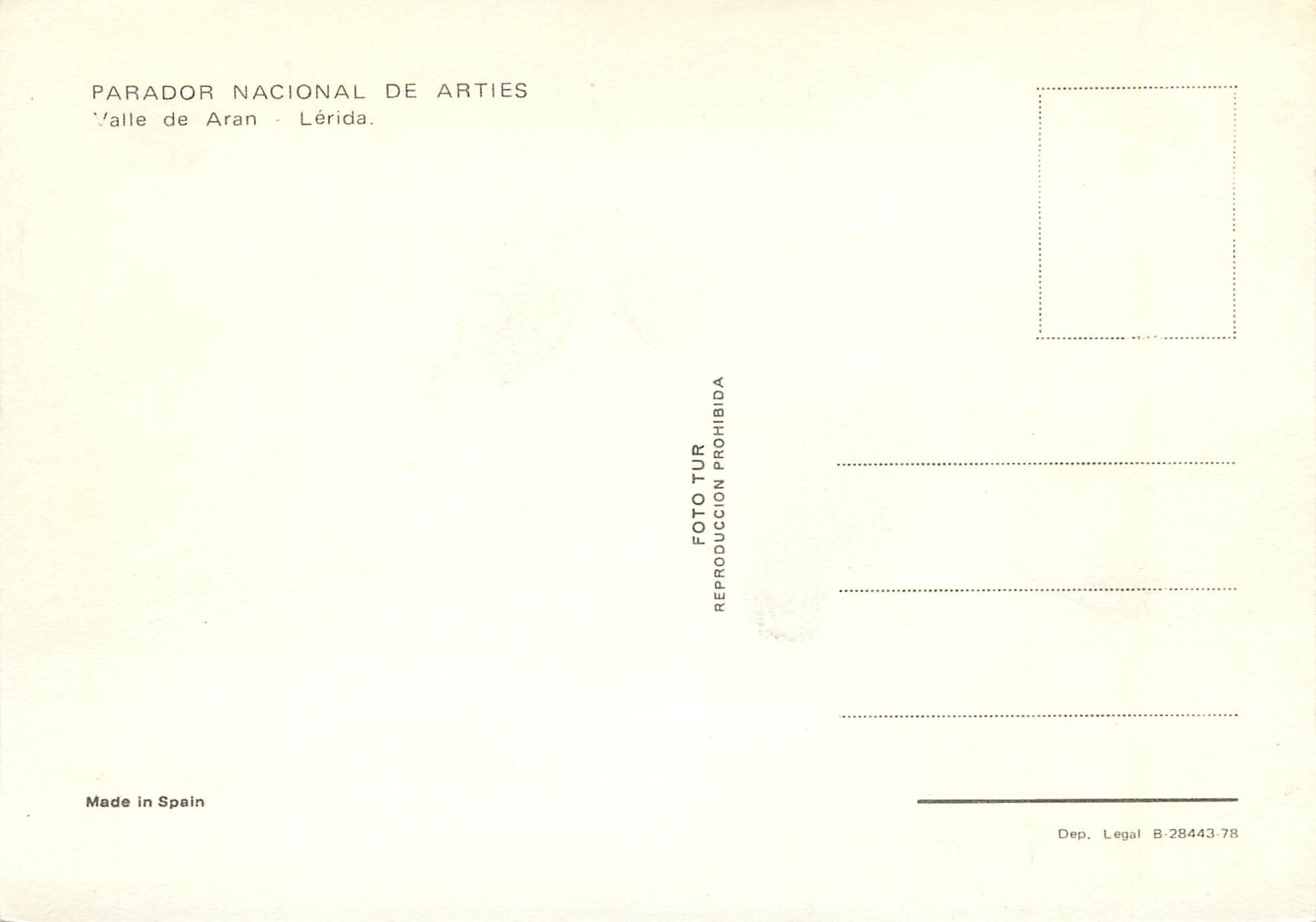 CPM Parador Nacional de Arties Valle de Aran Lerida  — Rückseite
