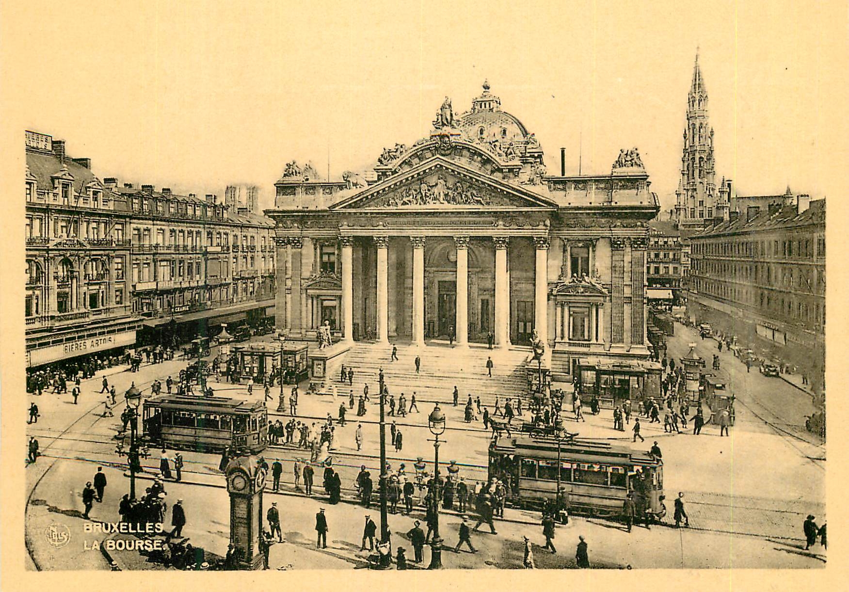 CPM Bruxelles La Bourse Tramway