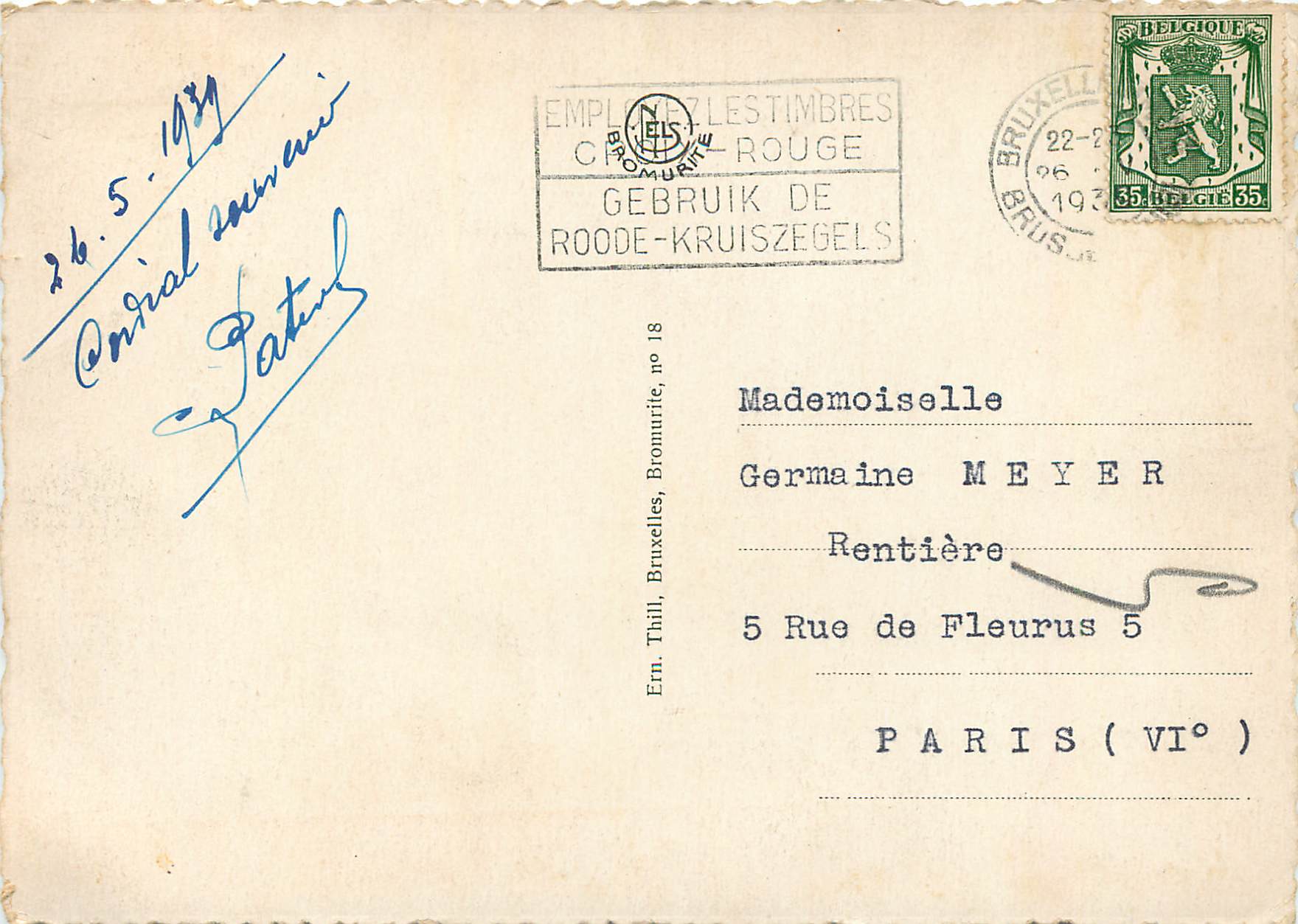 CPM Bruxelles Palais du Roi  — Rückseite