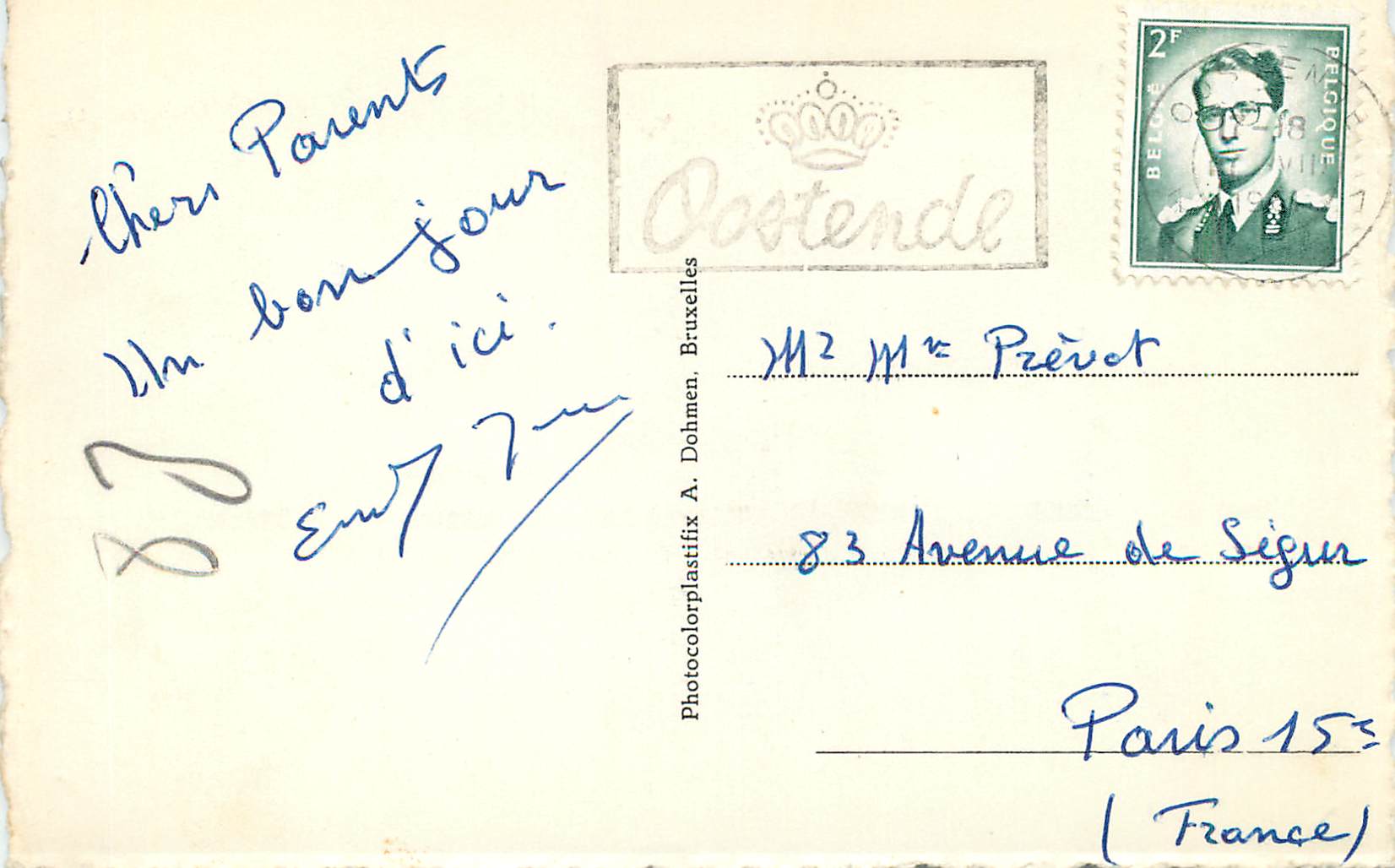 CPM Ostende L'horloge fleurie Ostend  — Verso