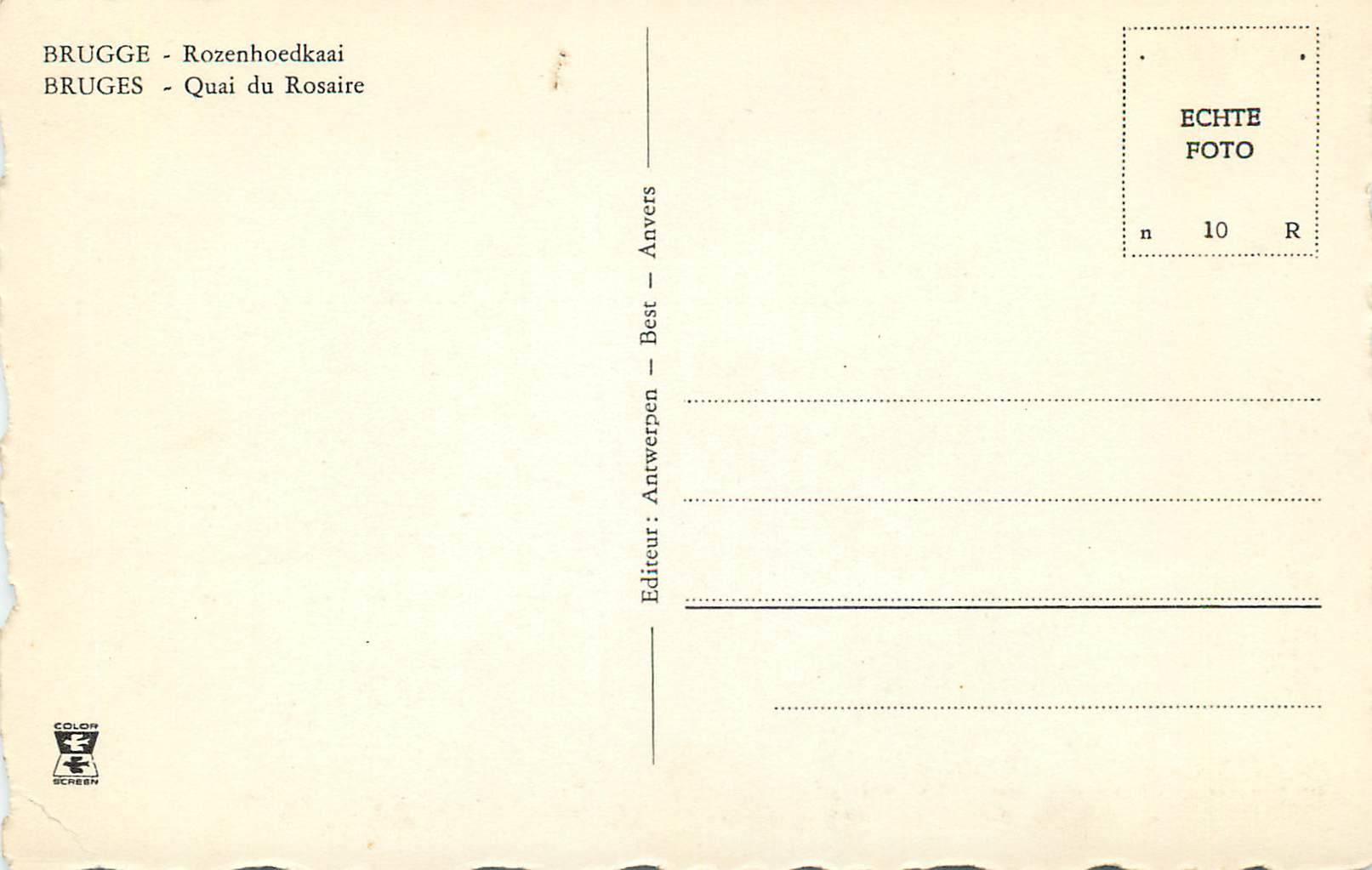 CPM Bruges Quai du Rosaire  — Rückseite