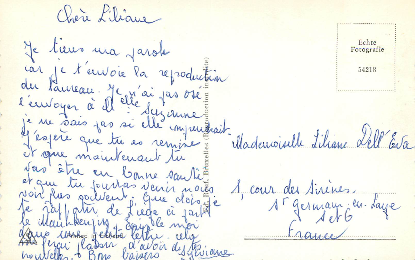 CPM Liege Terrasses d'Avroy Le Taureau  — Rückseite