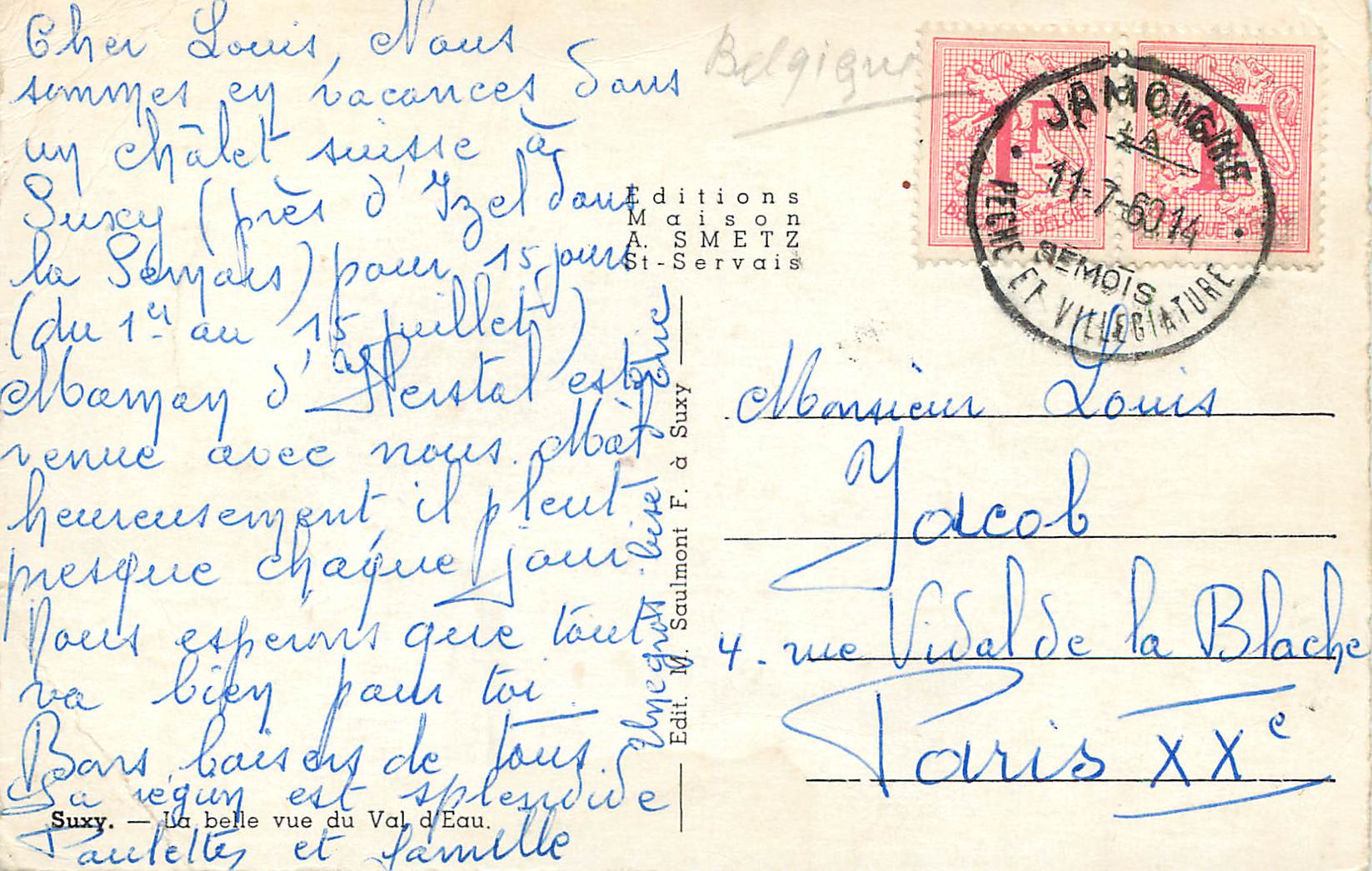 CPM Suxy La belle vue du Val d'Eau  — Rückseite