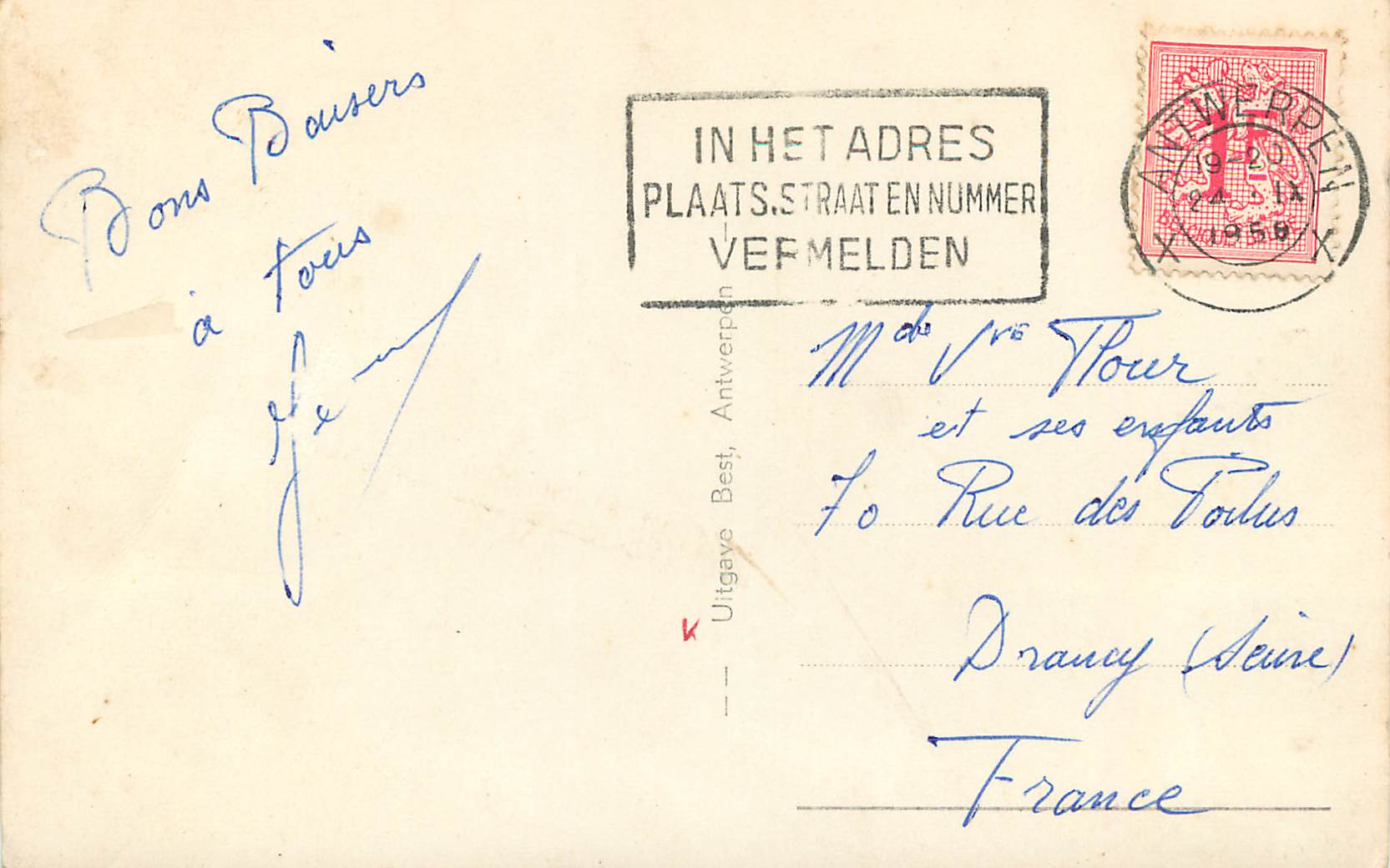 CPM Souvenir Anvers  — Rückseite