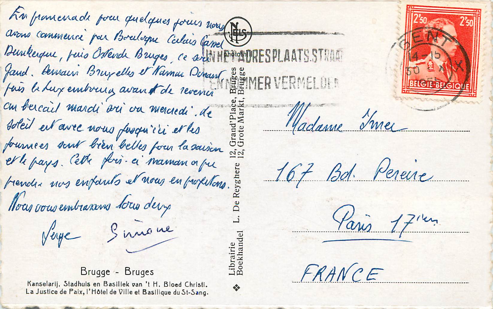 CPM Bruges La Justice de Paix  — Verso