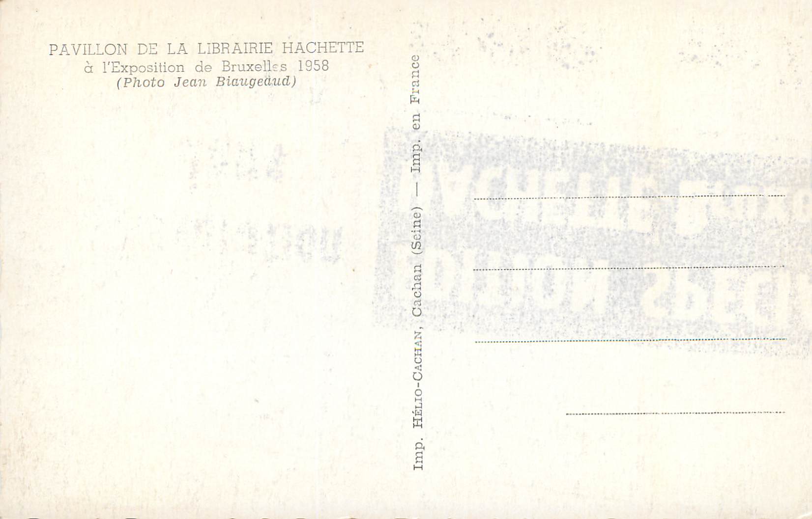 CPM Pavillon de la Librairie Hachette a l'Exposition de Bruxelles 1958 — Rückseite