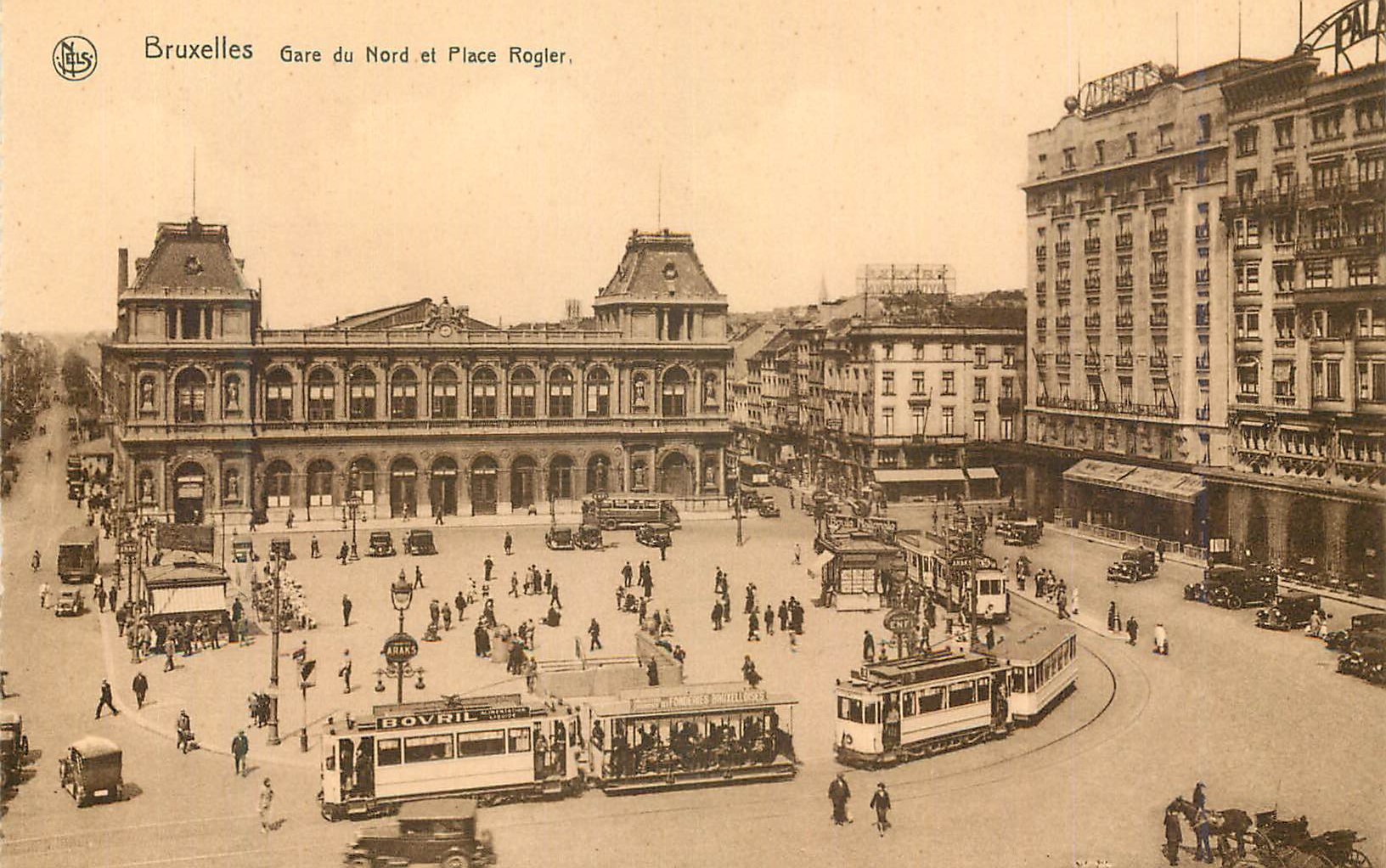 CPM Bruxelles Gare du Nord et Place Rogier Tramway