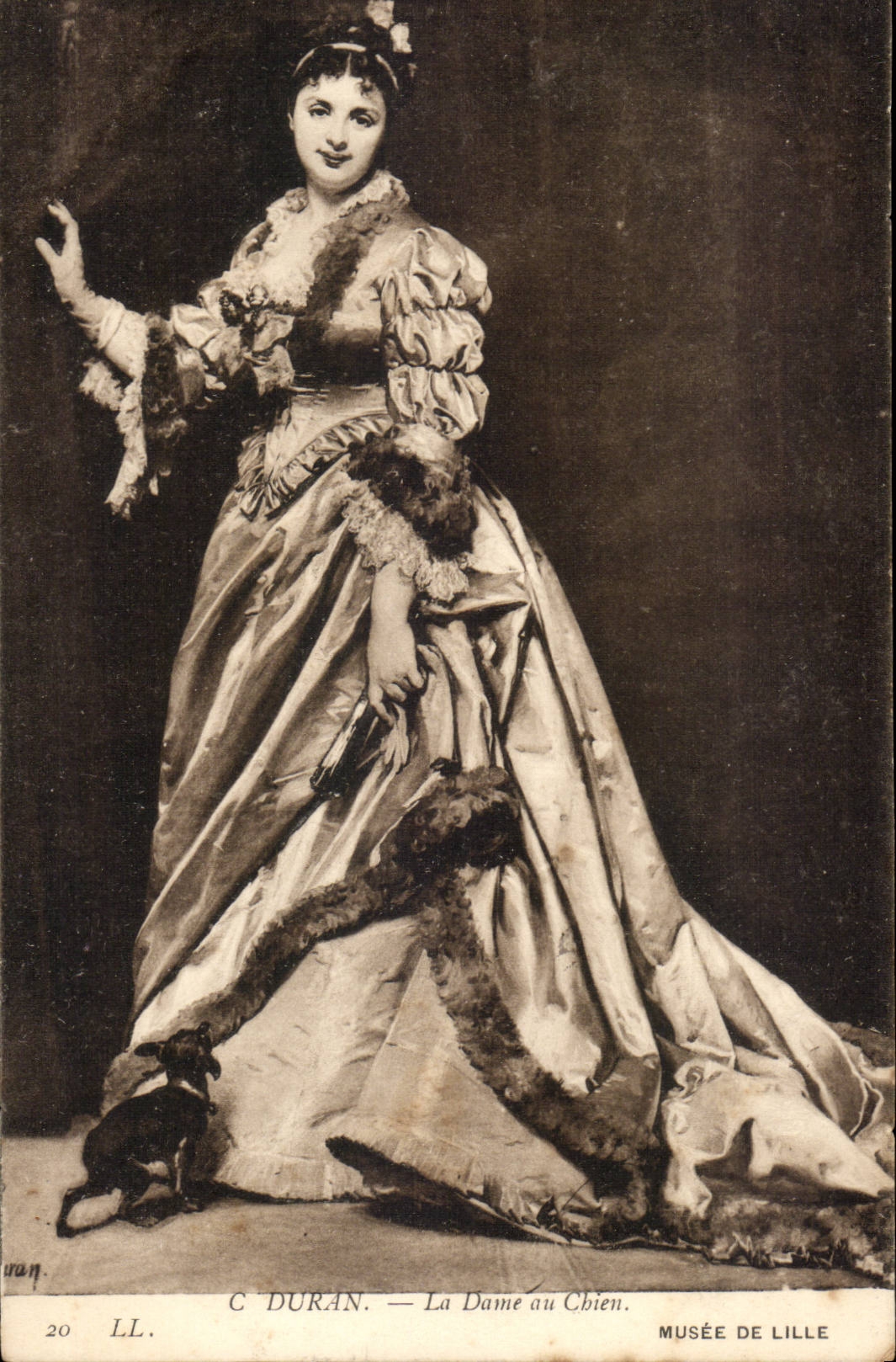CPA C Duran La dame au chien (dog)