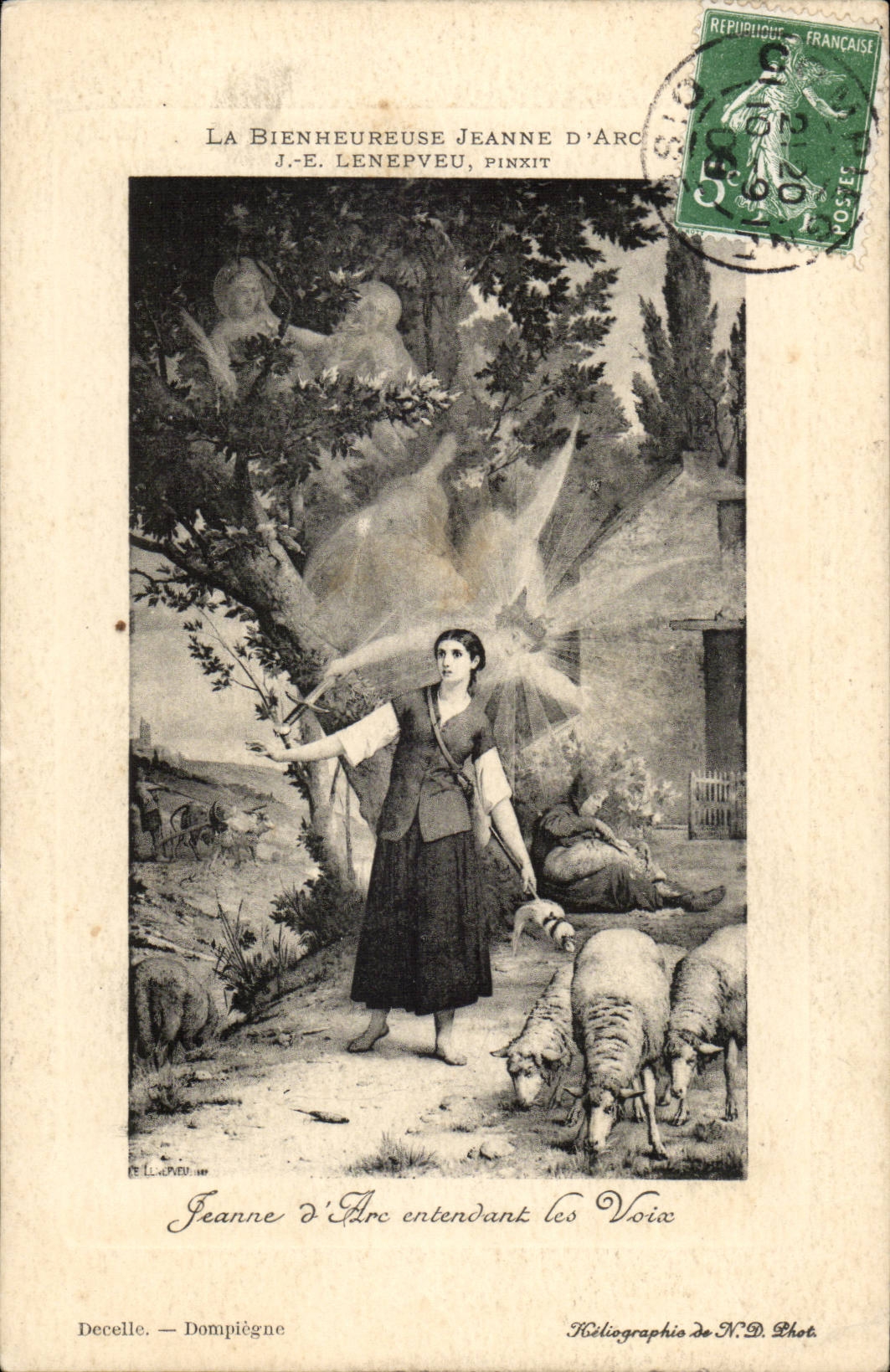 CPA La bienheureuse Jeanne d'arc entendant les vois (moutons)