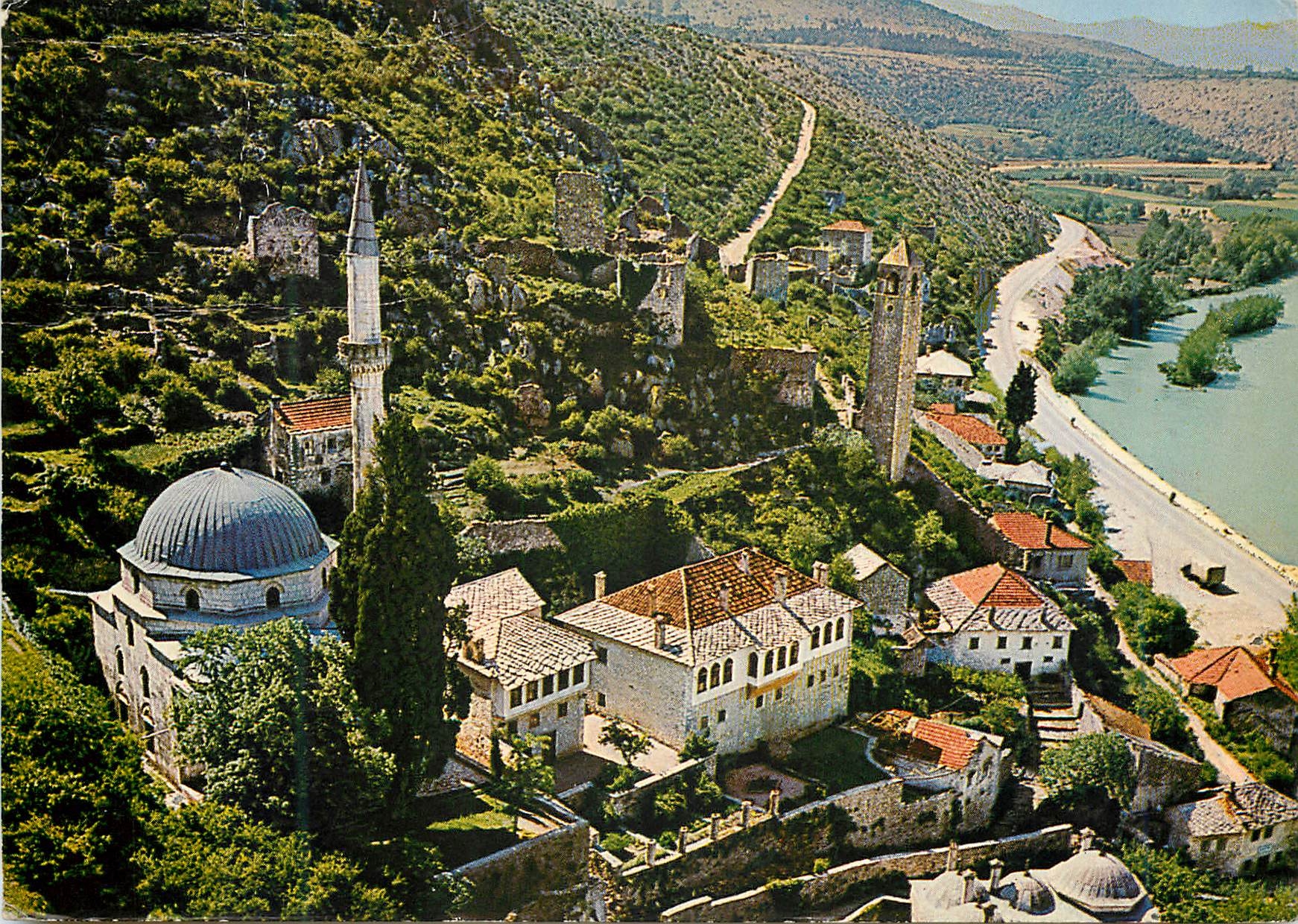 CPM Pocitelj The centre of settlement with the mosquee  medresa the high school the clock tower and the hostels of Pocit