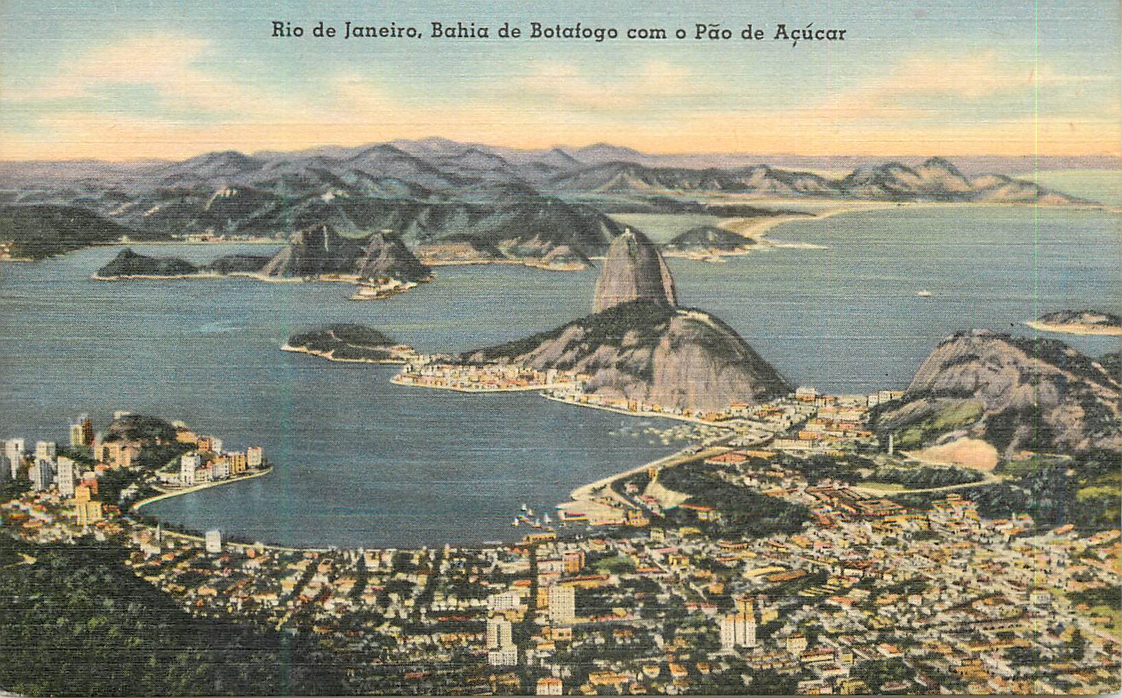 Rio de Janeiro, Baía de Botafogo mit dem Pão de Açúcar — Tichnor Quality Views, Serie 77791