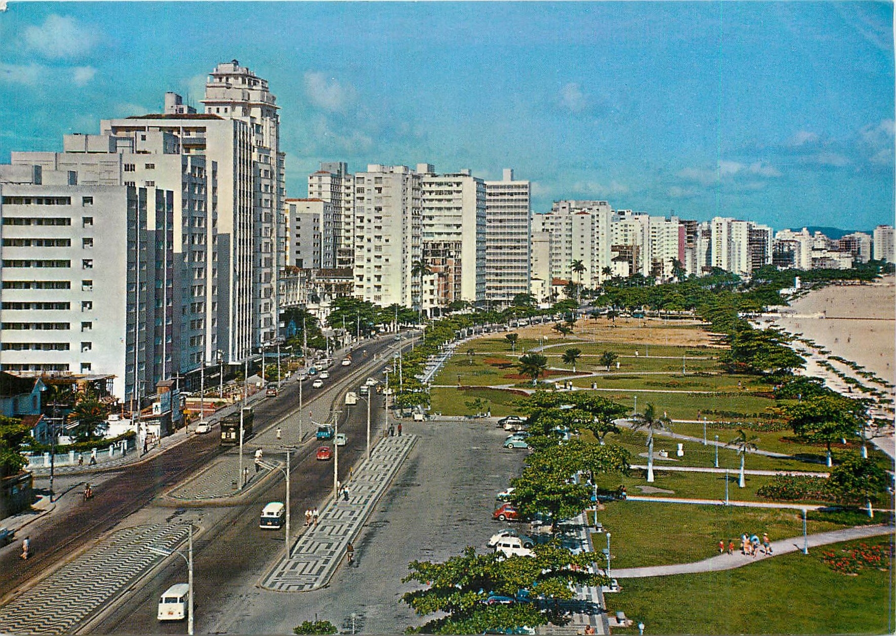 CPM Brasil Turistico Santos Partial view of the beach 