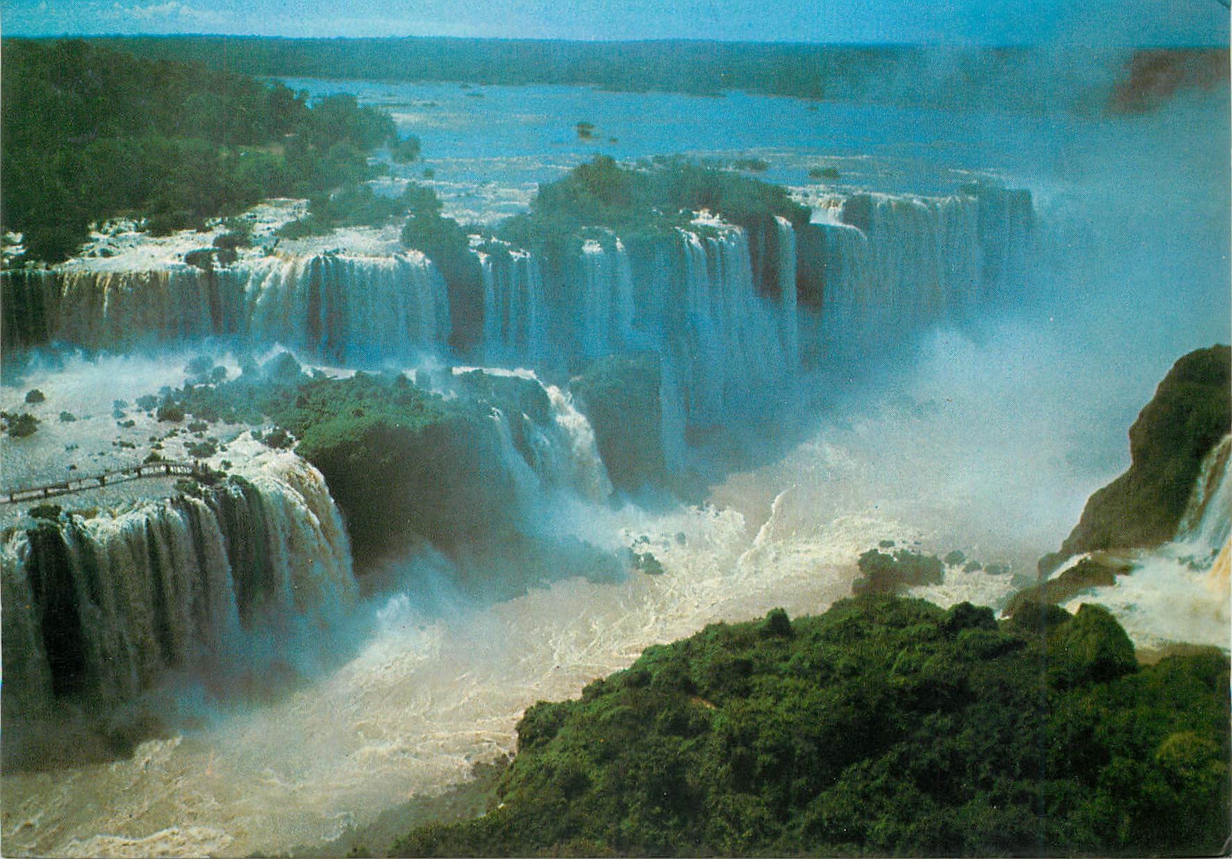 CPM Brasil Turistico Iguacu Aerial view from Argentinean border 