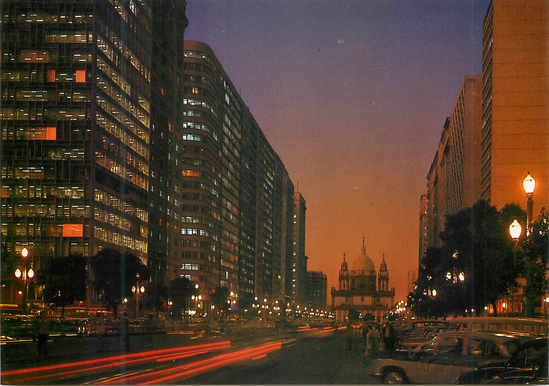 CPM Brasil Turistico Rio de Janeiro Presidente Vargas avenue by night 