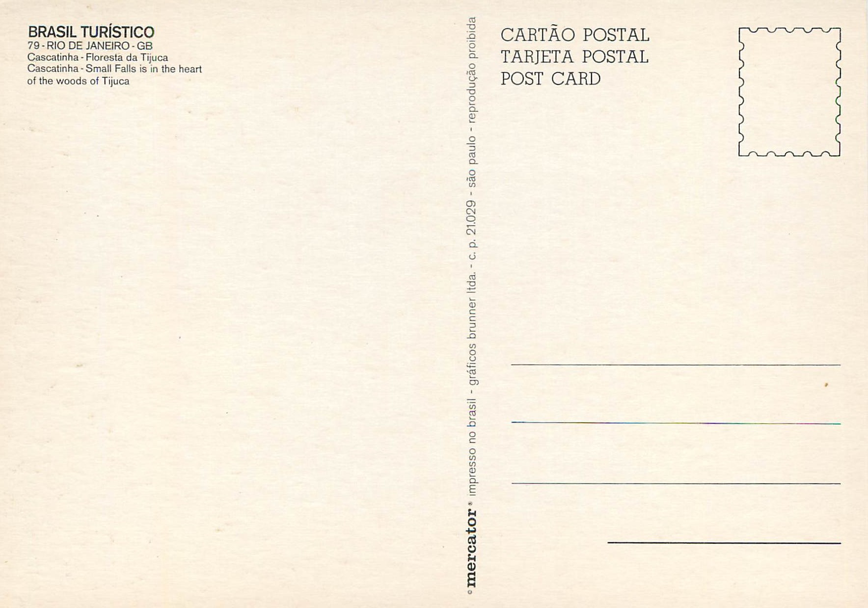 Cascatinha - Floresta da Tijuca — Brasile Turístico, série 79 - Rio de Janeiro - GB — Rückseite