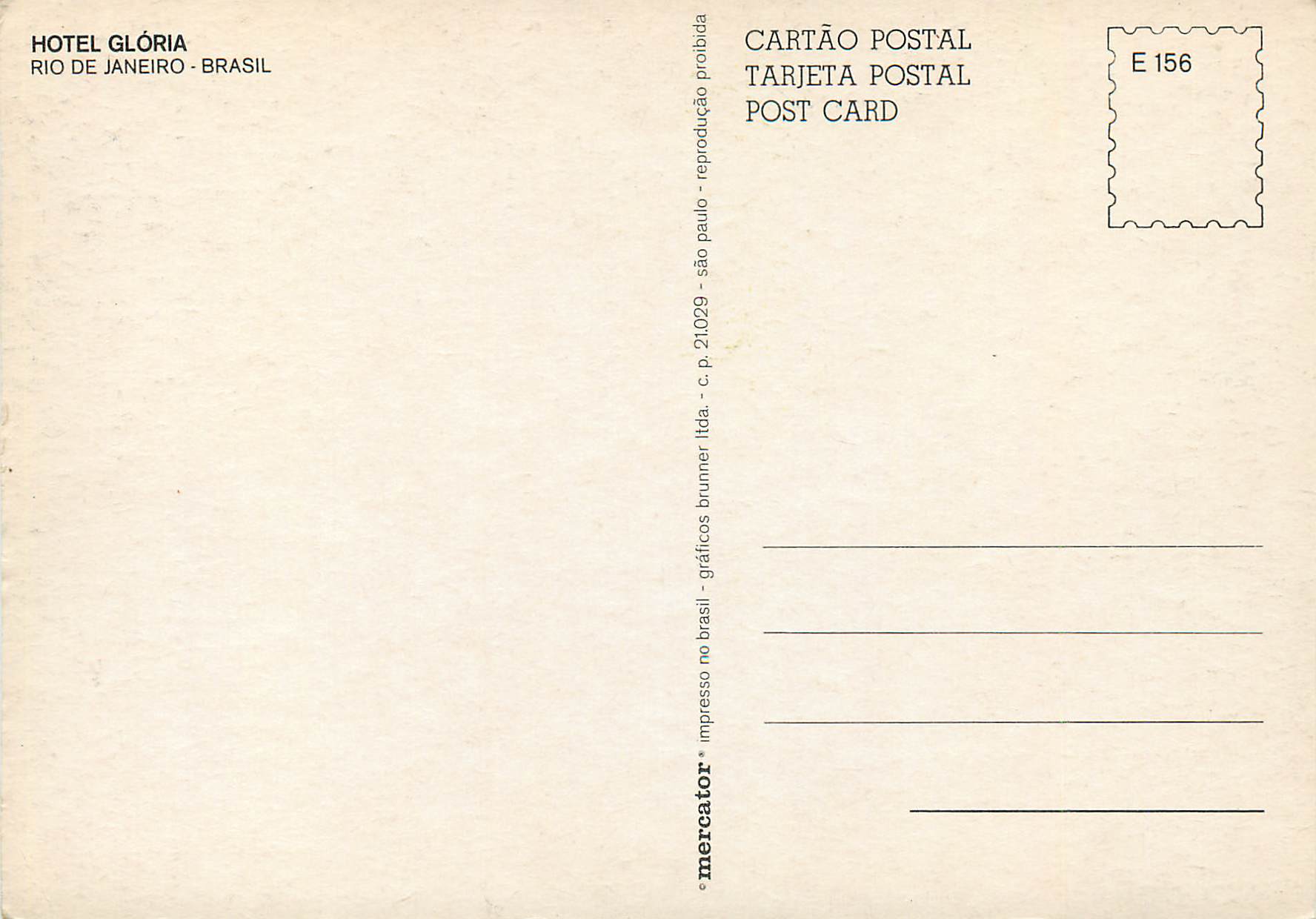 CPM Hotel Gloria Rio de Janeiro Brasil  — Rückseite