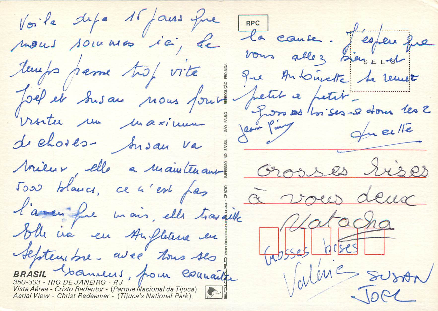 Rio de Janeiro — Christus der Erlöser — Verlag RPC, Nr. 350-303 — Rückseite