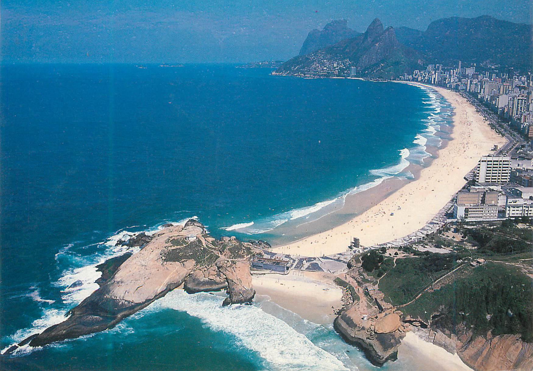 CPM Brasil Turistico Rio de Janeiro Panoramic view of Ipanema and Leblon with Dois Irmaos Mount in the background 