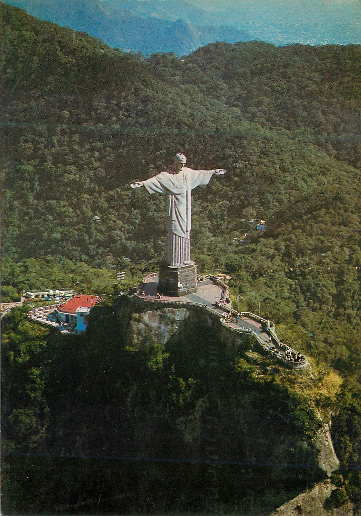 CPM Brasil Turistico Rio de Janeiro Aerial view of Cristo Redentors Monument 