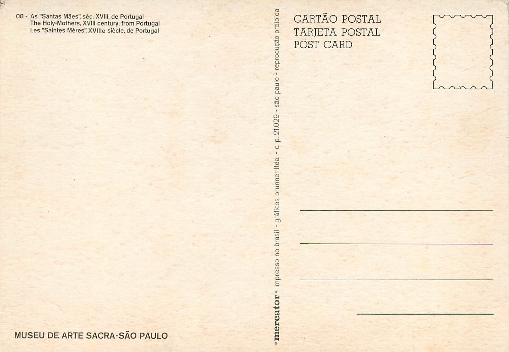 CPM The Holy Mothers century from Portugal Museu de Arte Sacra Sao Paulo  — Back