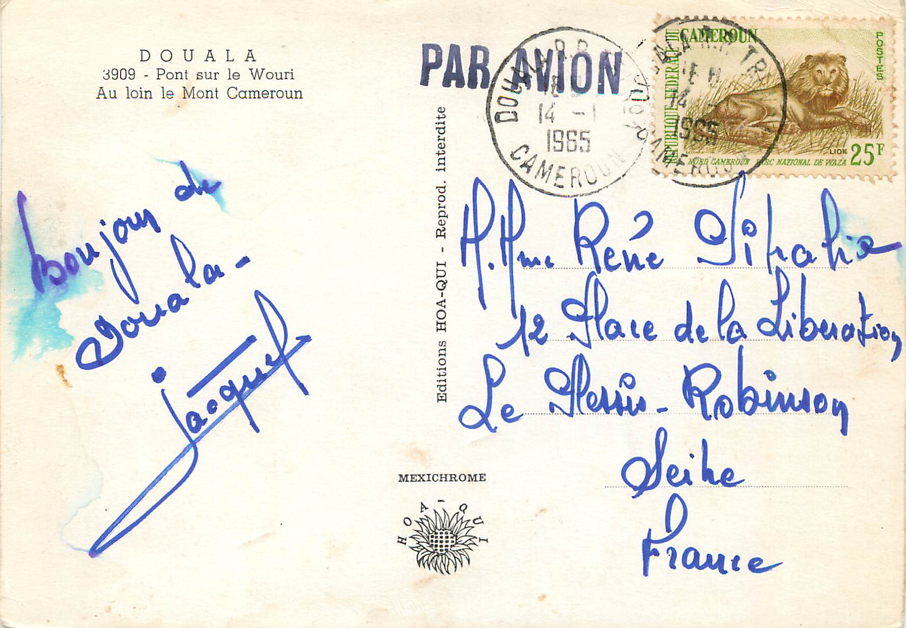 Pont sur le Wouri — Au loin le Mont Cameroun — Editions HOA-QUI — Rückseite