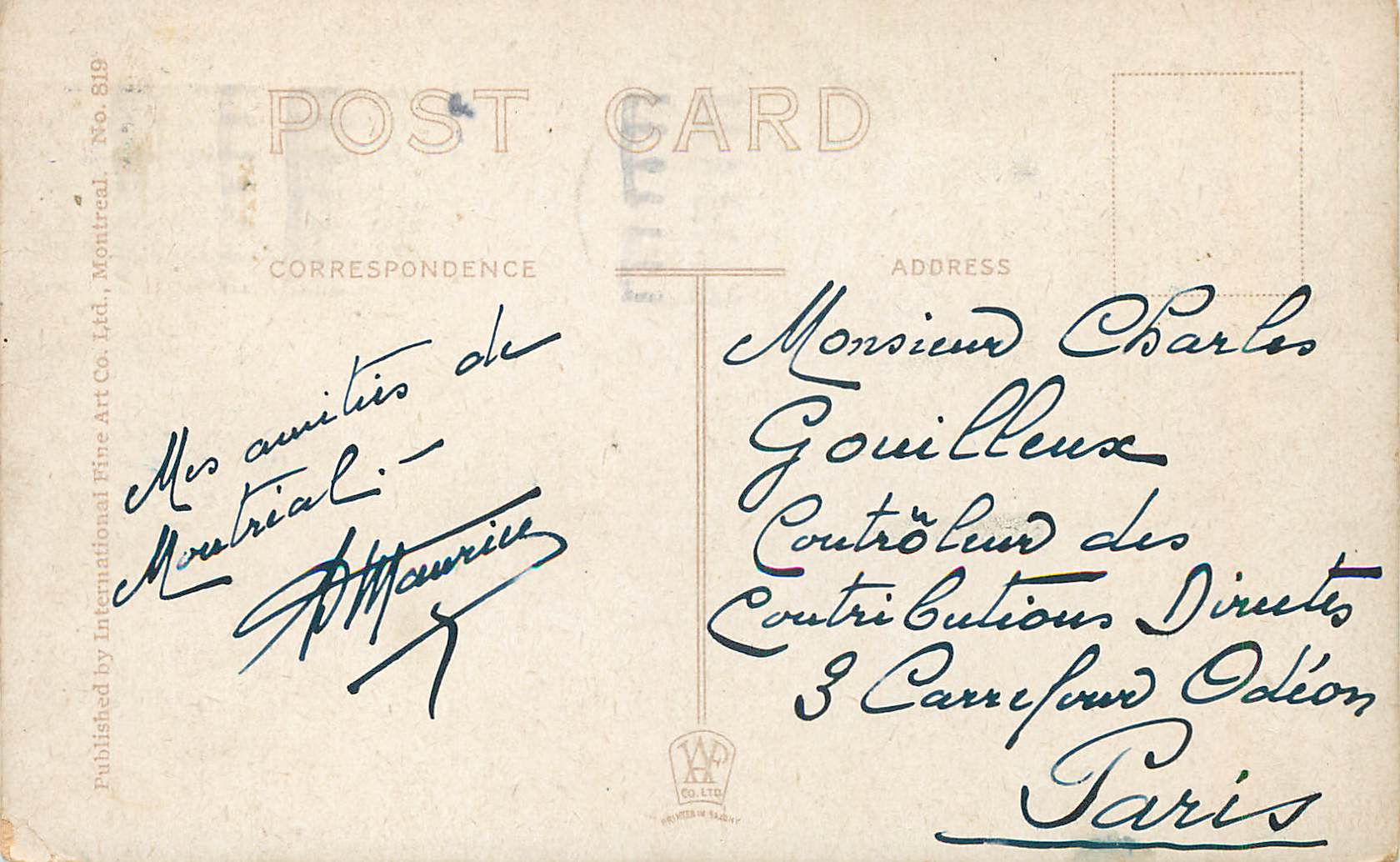 CPA Windsor Street Station and Head Offices Canada Montreal  — Rückseite