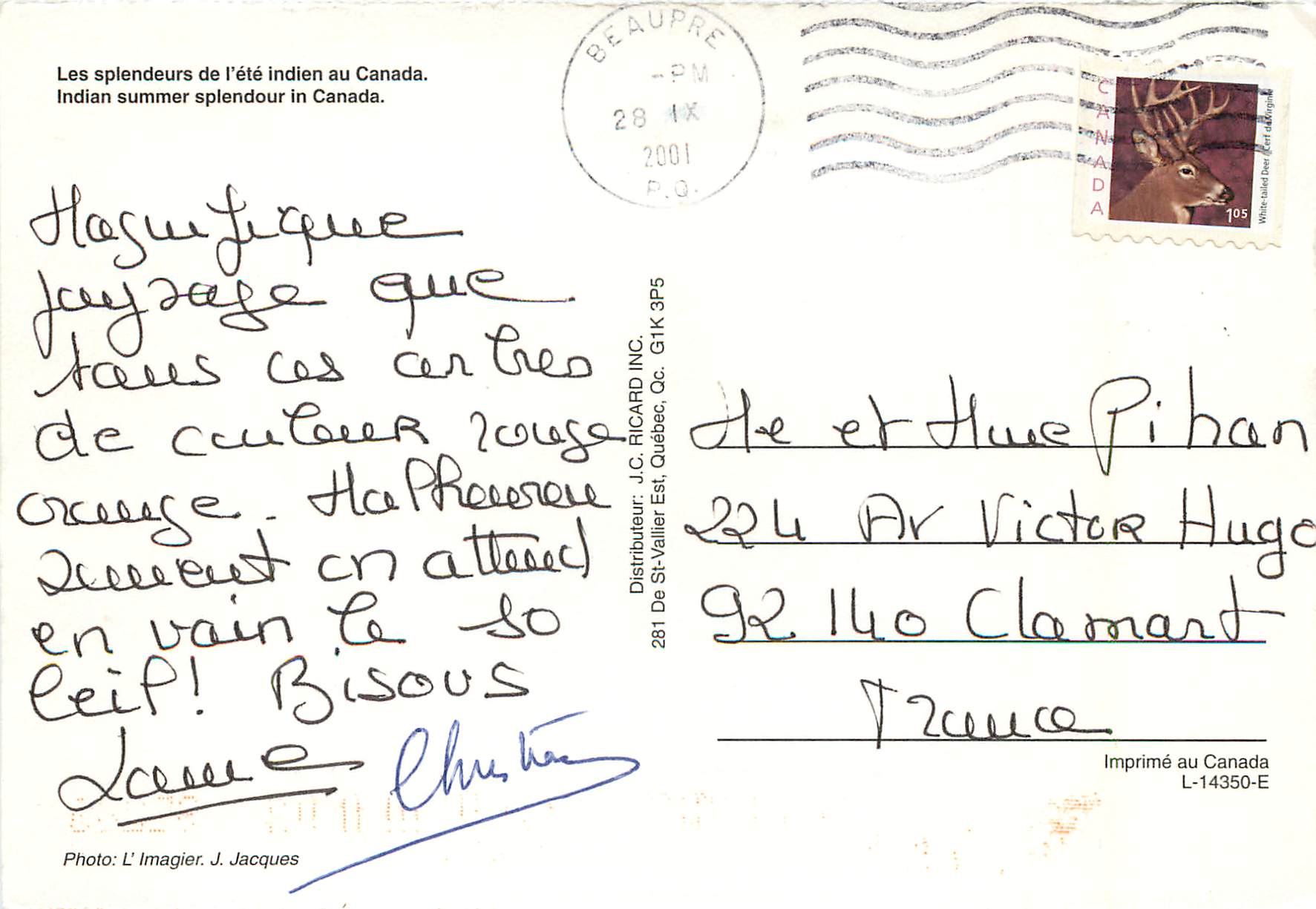 CPM Les splendeurs de l ete indien au Canada  — Back