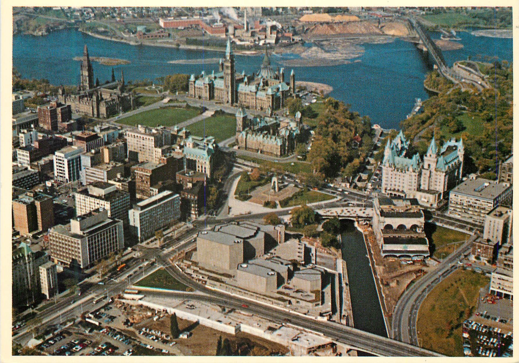 CPM Ottawa Ontario Le Centre National des Arts au premier plan le long du canal Rideau 