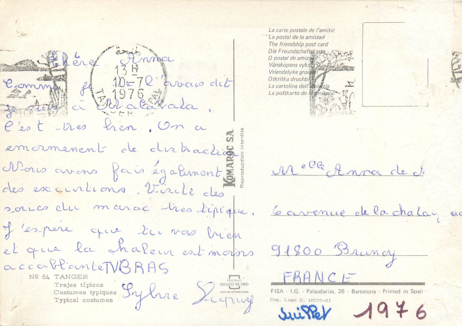 CPM Tanger Trajes Tipicos  — Rückseite