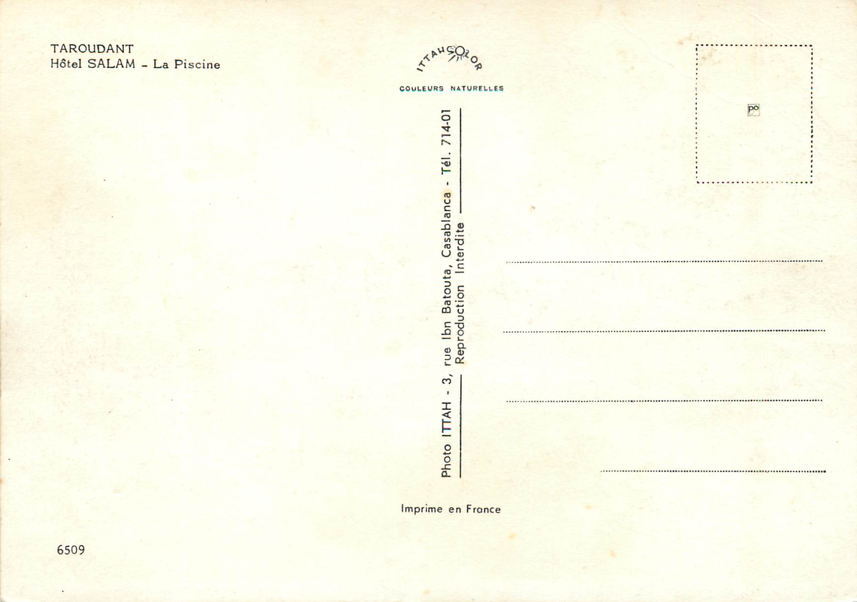 CPM Taroudant Hotel Salam La Piscine  — Back