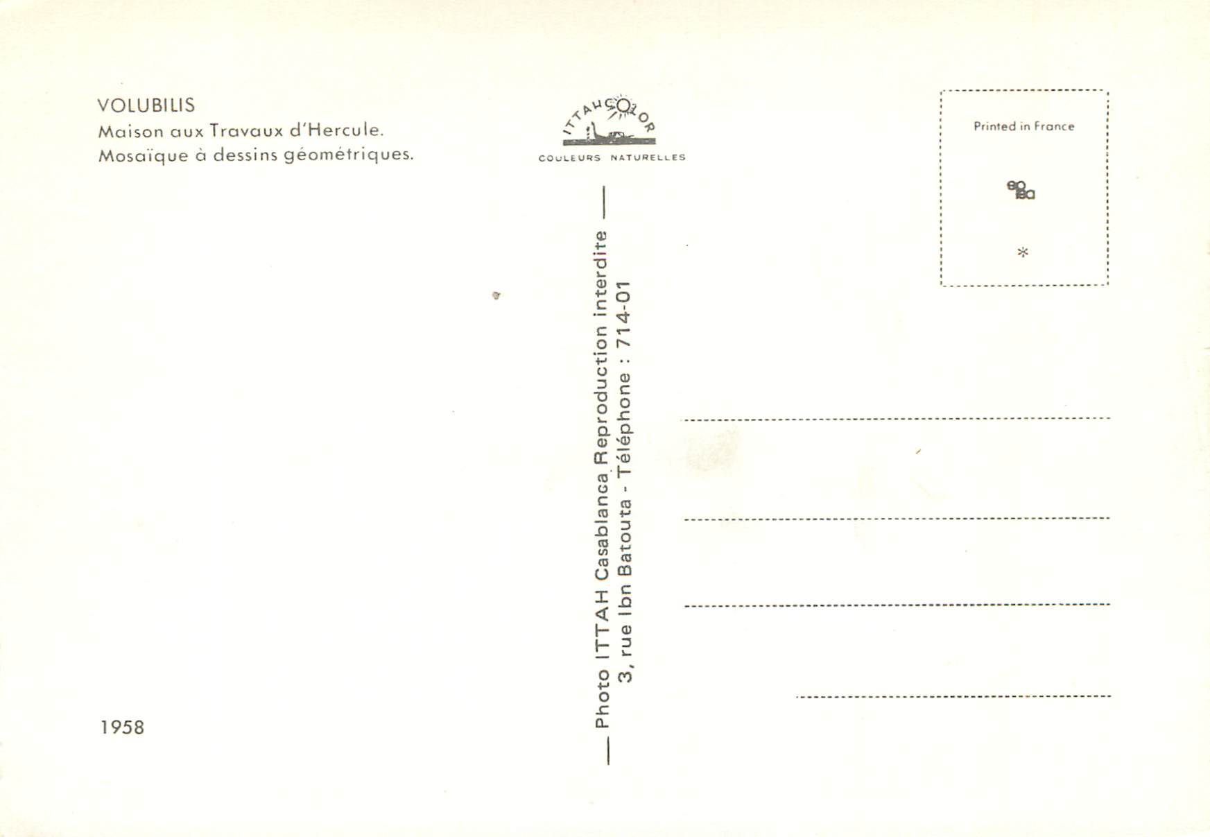 CPM Volubilis Maison aux Travaux d'Hercule  — Rückseite
