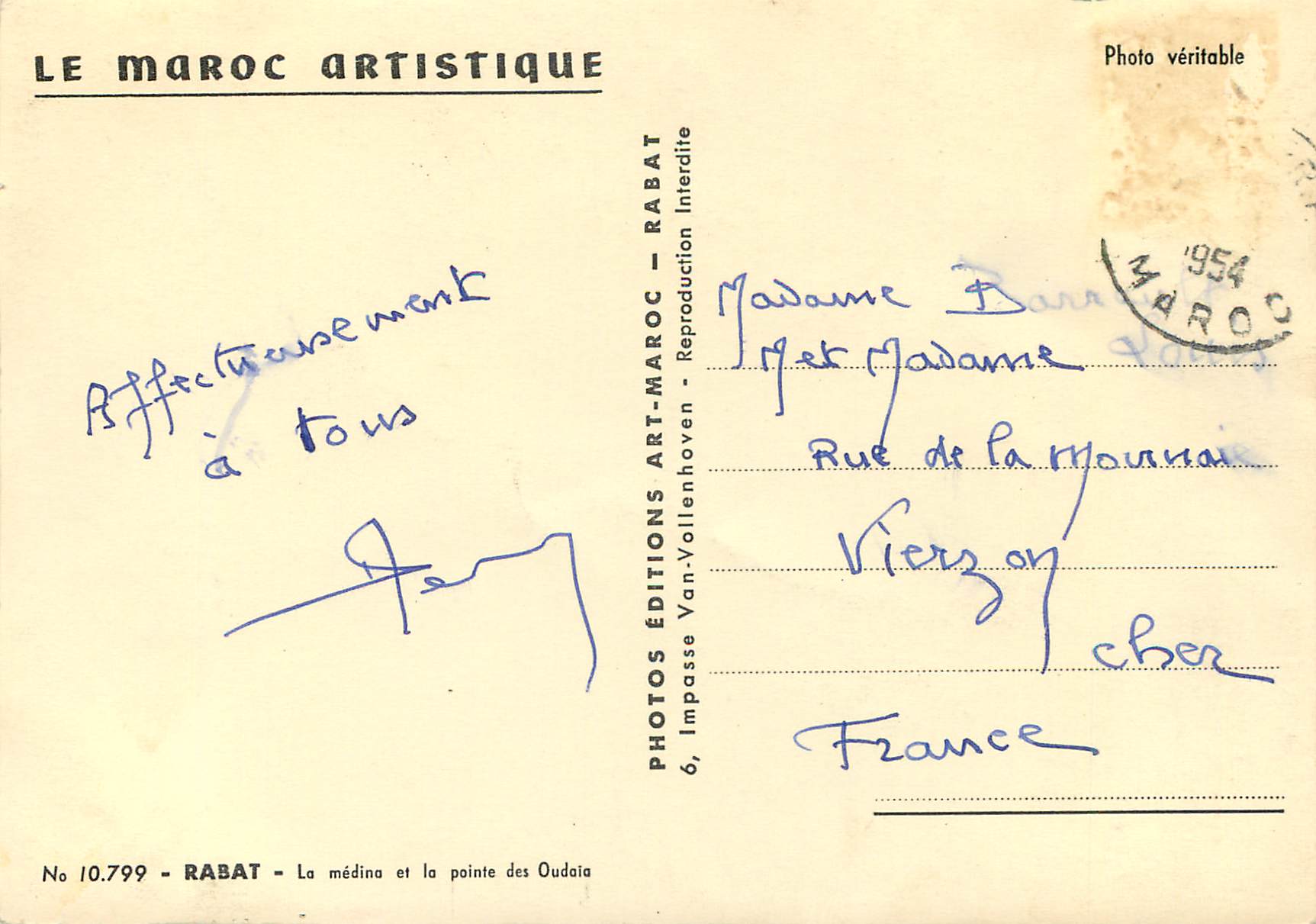 CPM Rabat La Medina et la pointe des Oudaia  — Rückseite