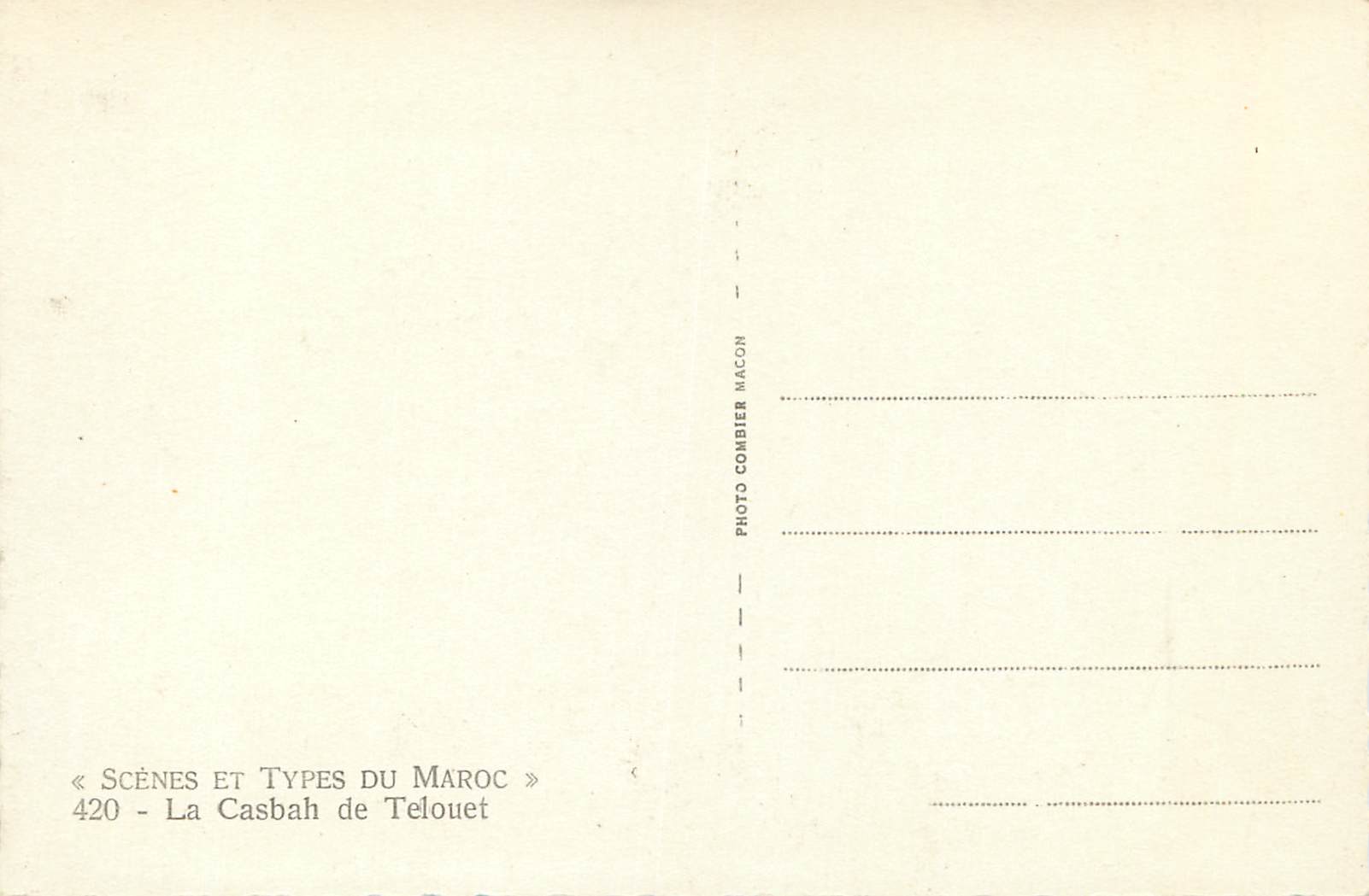CPM Scenes et types du Maroc La Casbah de Telouet  — Rückseite
