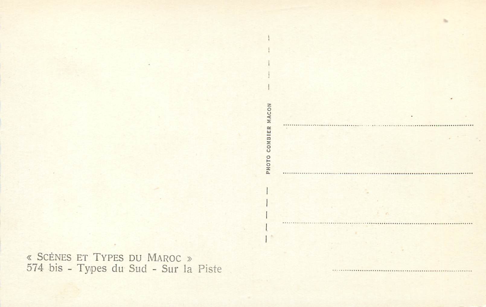 CPM Scenes et types du Maroc Types du Sud Sur la Piste  — Rückseite